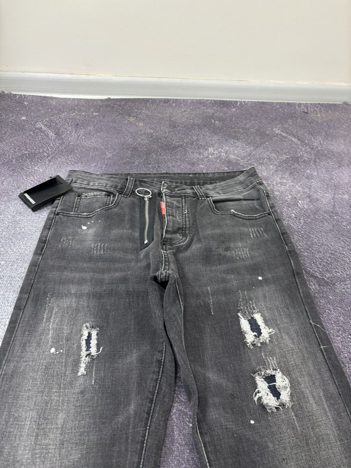 Dsquared2 Dsquared2 Distressed Denim NEW Black Luxury Slim Jeans Size US 30 / EU 46 - 6 Thumbnail