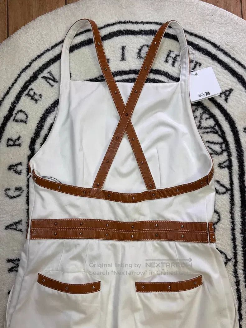 Hermes Hermes 22FW White Leather Patch Pearl Stitch Jumpsuit Runw Size 42" / US 20 - 6 Thumbnail