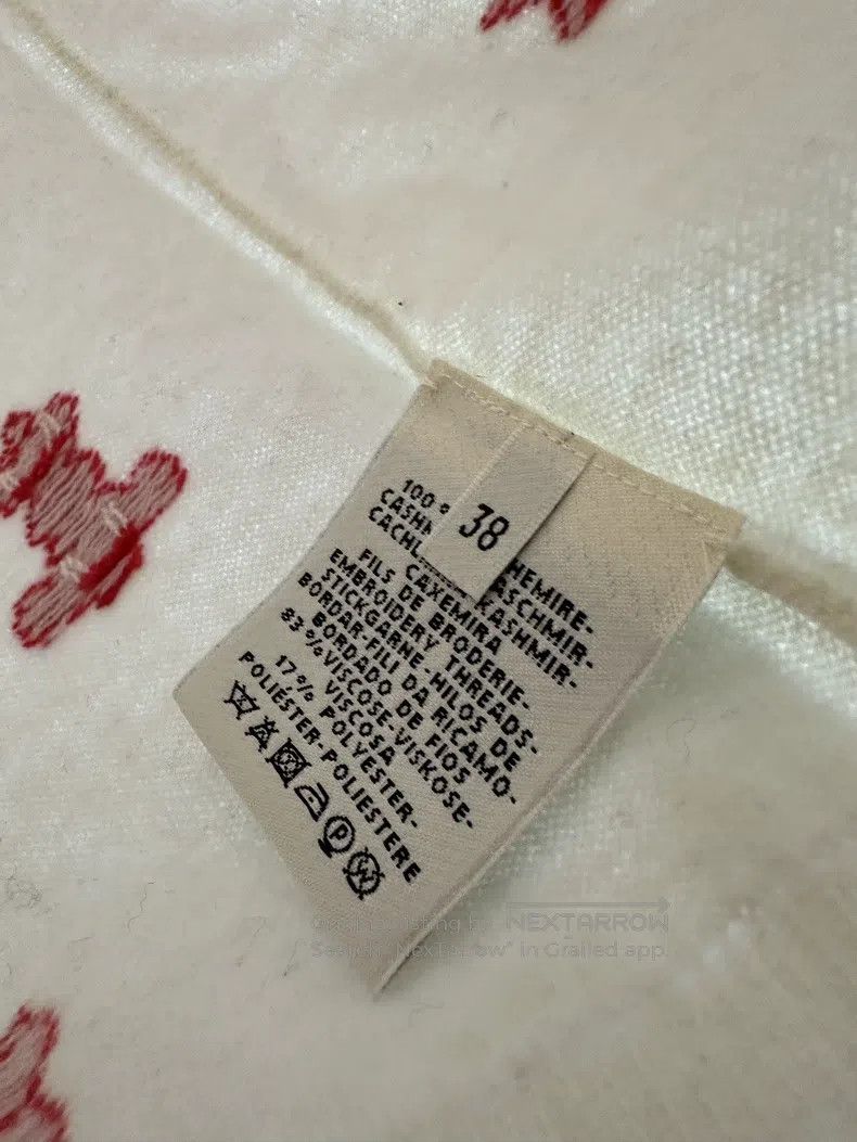 Hermes Hermes White cashmere sweater with red embroidery Size XS / US 0-2 / IT 36-38 - 3 Thumbnail