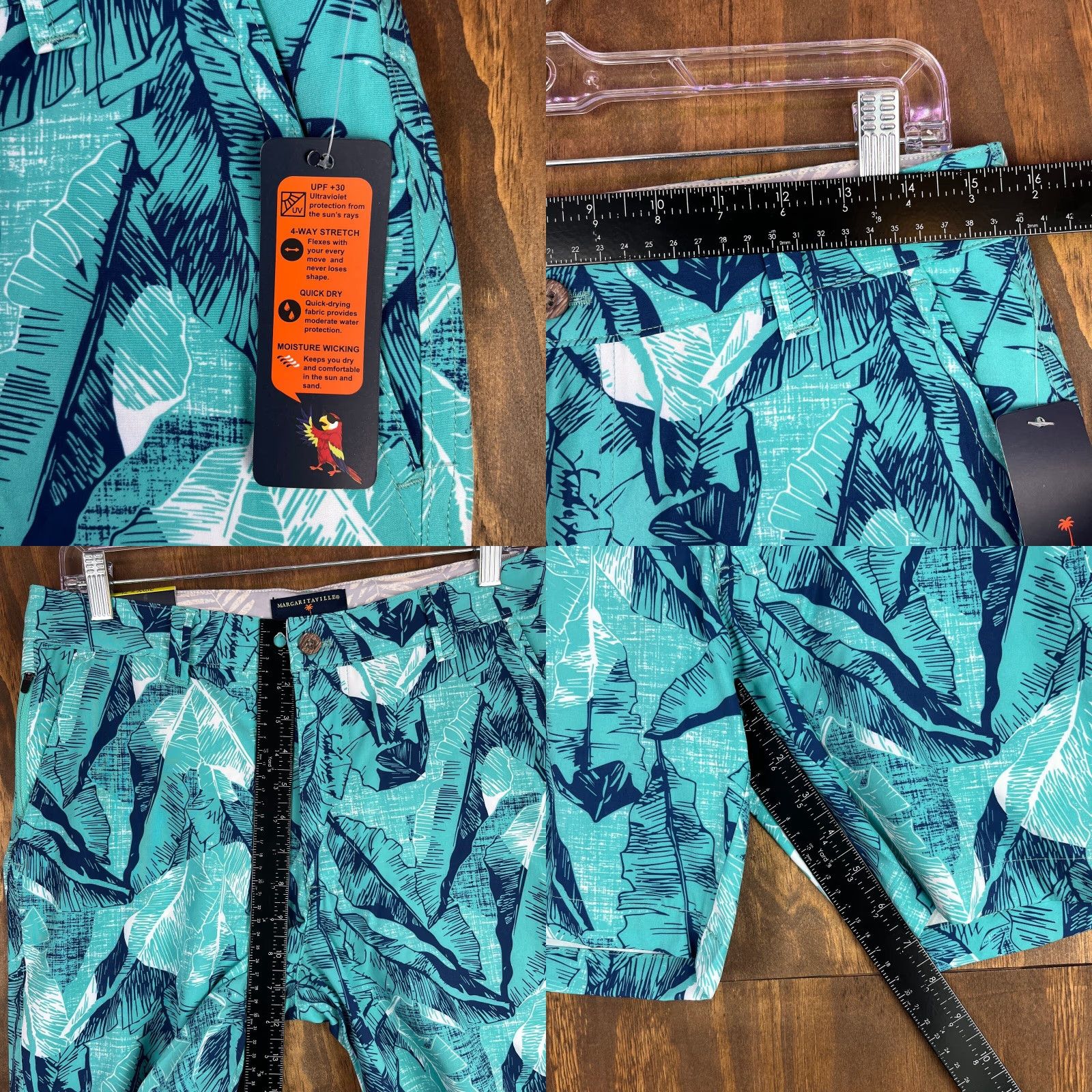 Vintage VINTAGE Margaritaville Mens Shorts Bermuda Casual Beach Turquoise UPF 30+ Quick Dry 4 Way Stretch 30 Mens Size US 30 / EU 46 - 8 Thumbnail