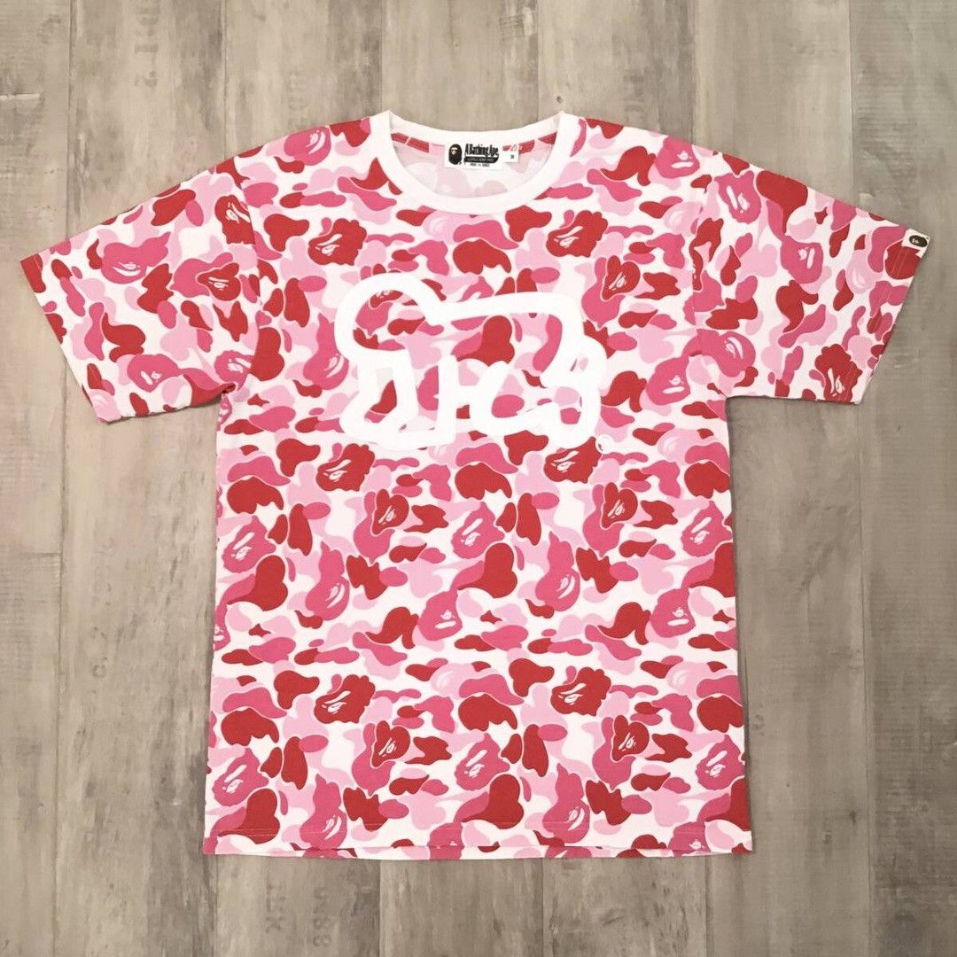 BAPE × Keith Haring T-shirt ABC camo Pink a bathing ape