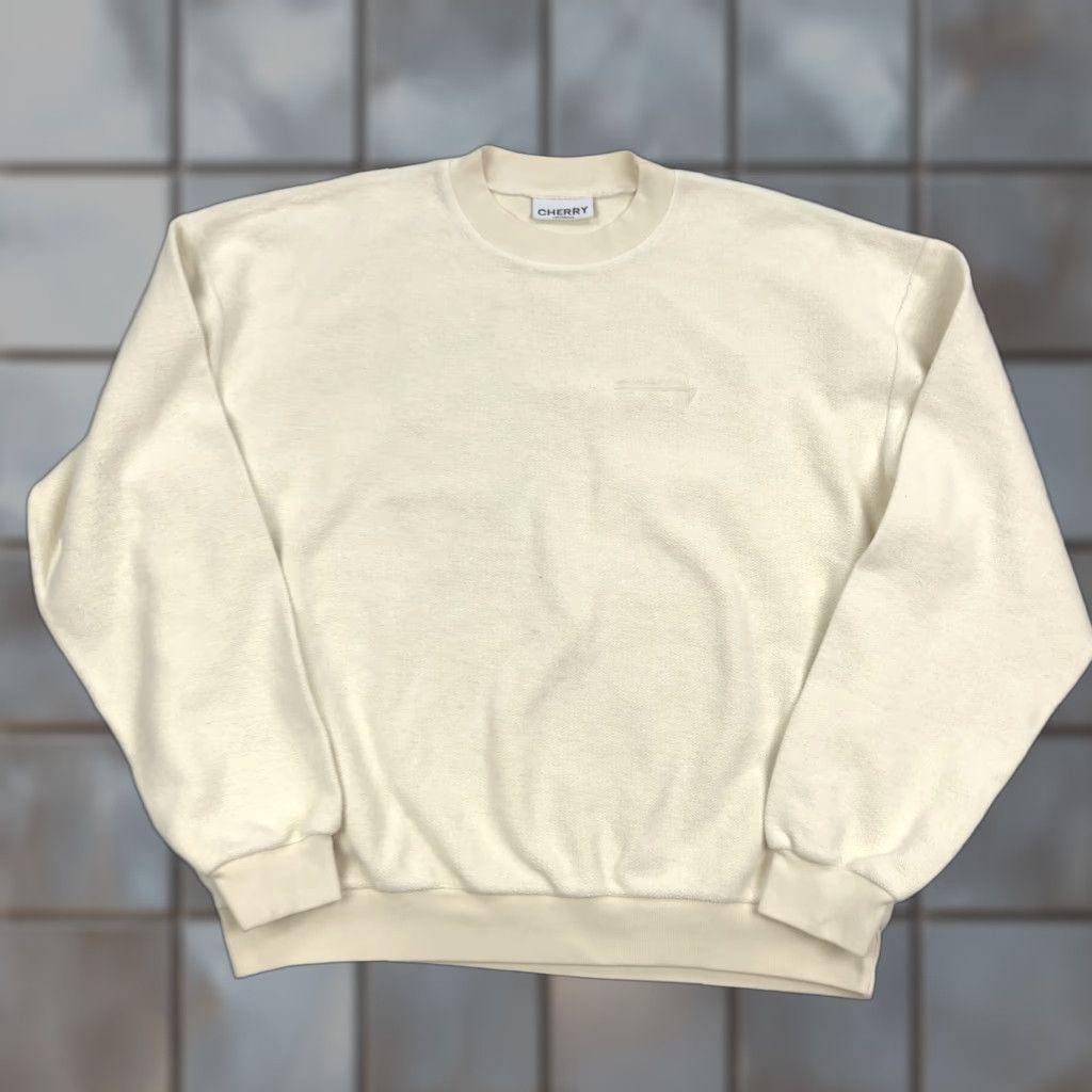 Vintage Cherry Los Angeles Men's XL Cream Embroidered Crew Neck Sweatshirt Pullover USA Sweatshirt Size US XL / EU 56 / 4 - 1 Thumbnail