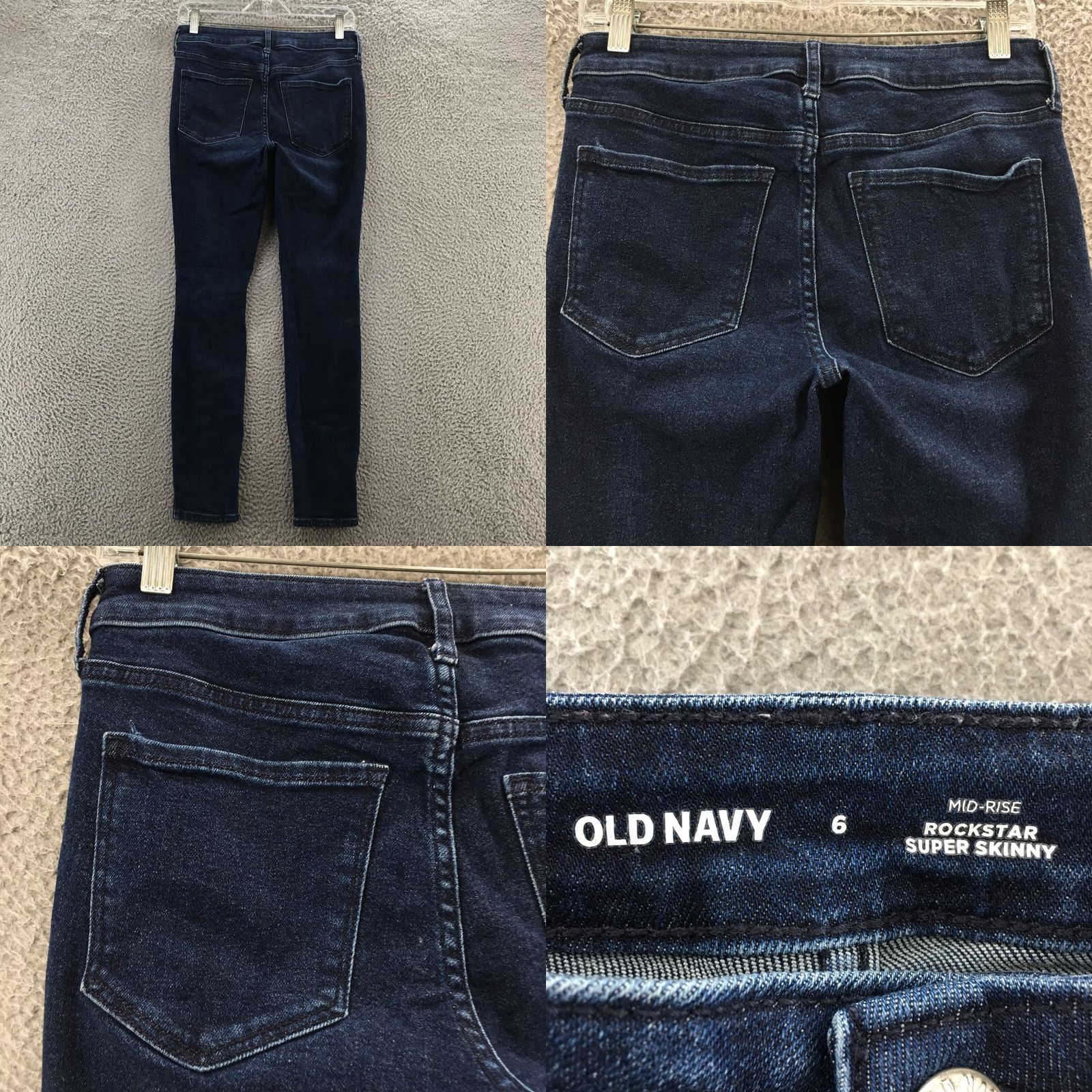 Old Navy Old Navy Rockstar Super Skinny Jeans Women 6 Blue Dark Wash Denim Jeans Skinny Regular 29x29 Womens Jeans Size 28" / US 6 / IT 42 - 9 Thumbnail