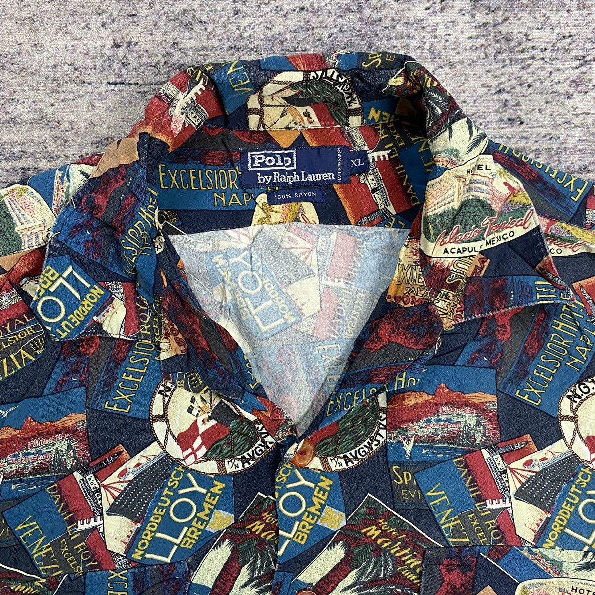 Polo Ralph Lauren × Vintage vintage 90s Polo ralph lauren overprint rayon shirt Size US XL / EU 56 / 4 - 5 Thumbnail