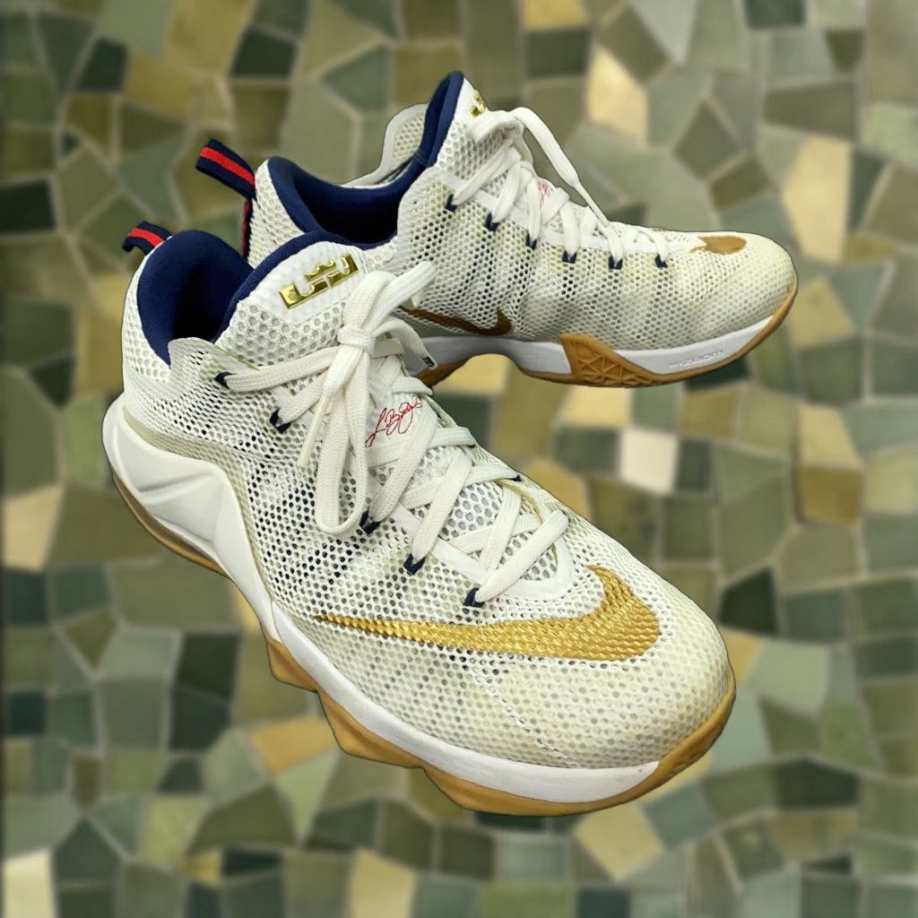 VINTAGE Nike LeBron XII Basketball Sneakers Men Size 10 US White