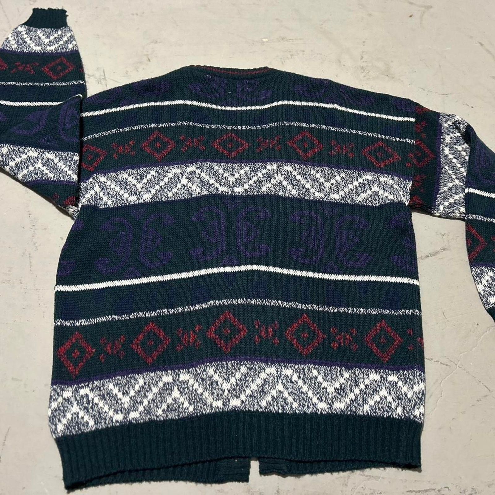 Other **Vintage 80s Michael Gerald Navy and Purple Cardigan** Size US L / EU 52-54 / 3 - 5 Thumbnail