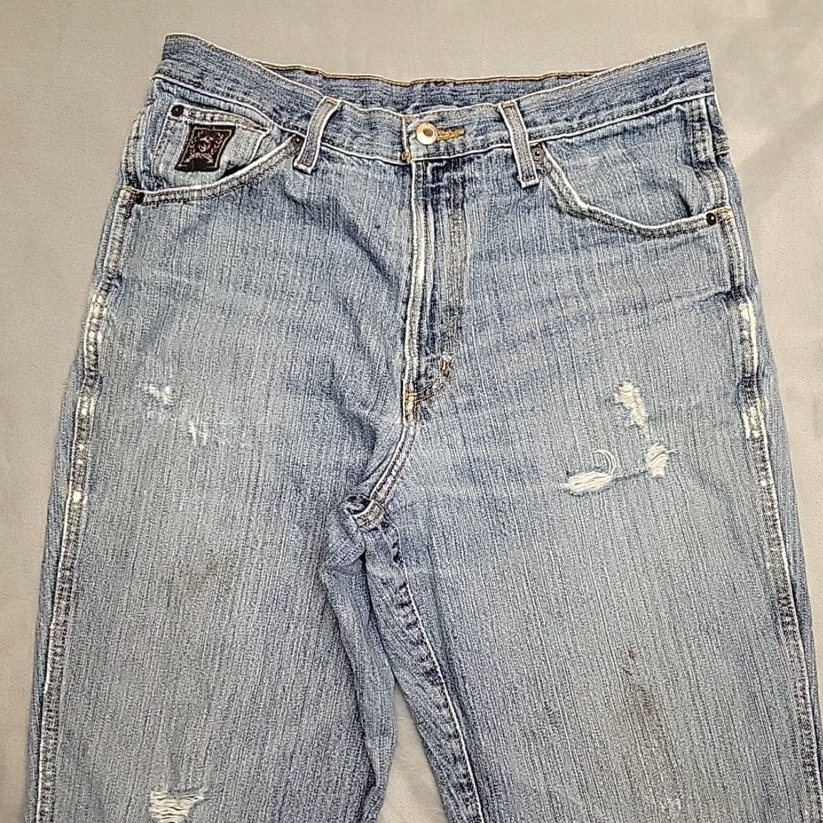 Denime Cinch Jeans Men 34x32 Blue Denim Green Label Western Cowboy Rodeo Rocky Mountain Jeans, Cinch, 34, Regular, Blue, Cotton Denim, Western Theme Mens Size US 34 / EU 50 - 4 Thumbnail