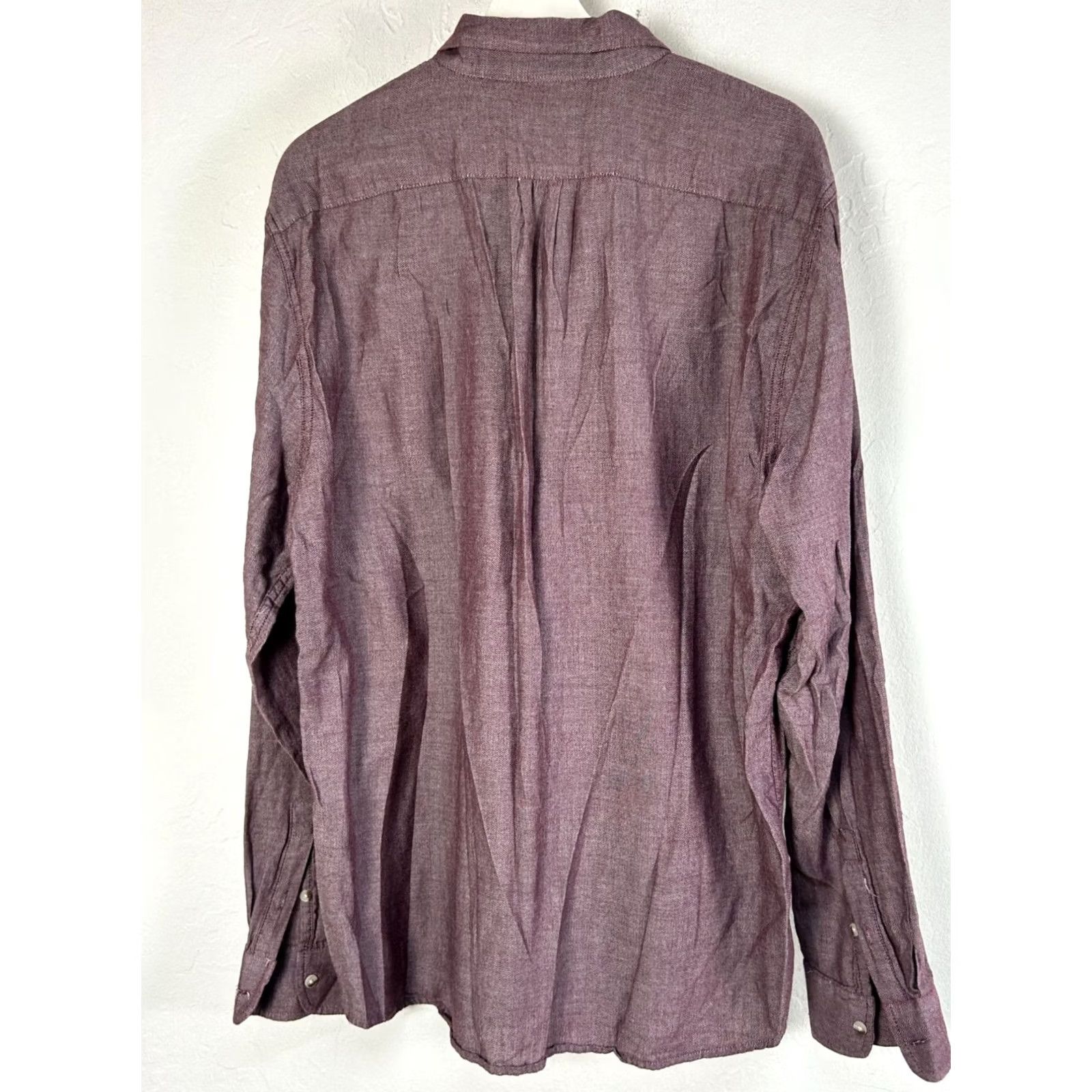 Marine Layer Marine Layer Button Up Shirt XL Long Sleeve Herringbone Burgundy Plum Mens Casual Outdoor Size US XL / EU 56 / 4 - 3 Thumbnail