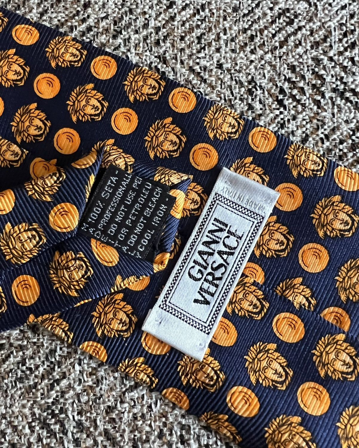 Versace × Vintage Vintage Gianni Versace Golden Medusa Monogram Silk Tie Size ONE SIZE - 8 Thumbnail