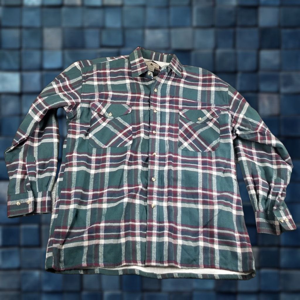 Lumberjack VINTAGE Northwest Territory Flannel Shacket Jacket Large Green Plaid Thermal Workwear Mens Size US L / EU 52-54 / 3 - 1 Thumbnail