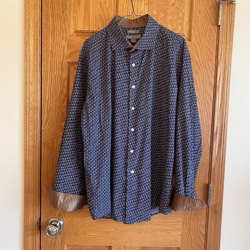 Other Paulo Solari Men's 2XL Blue Geometric Long Sleeve Button Do Size US XXL / EU 58 / 5 - 1 Thumbnail