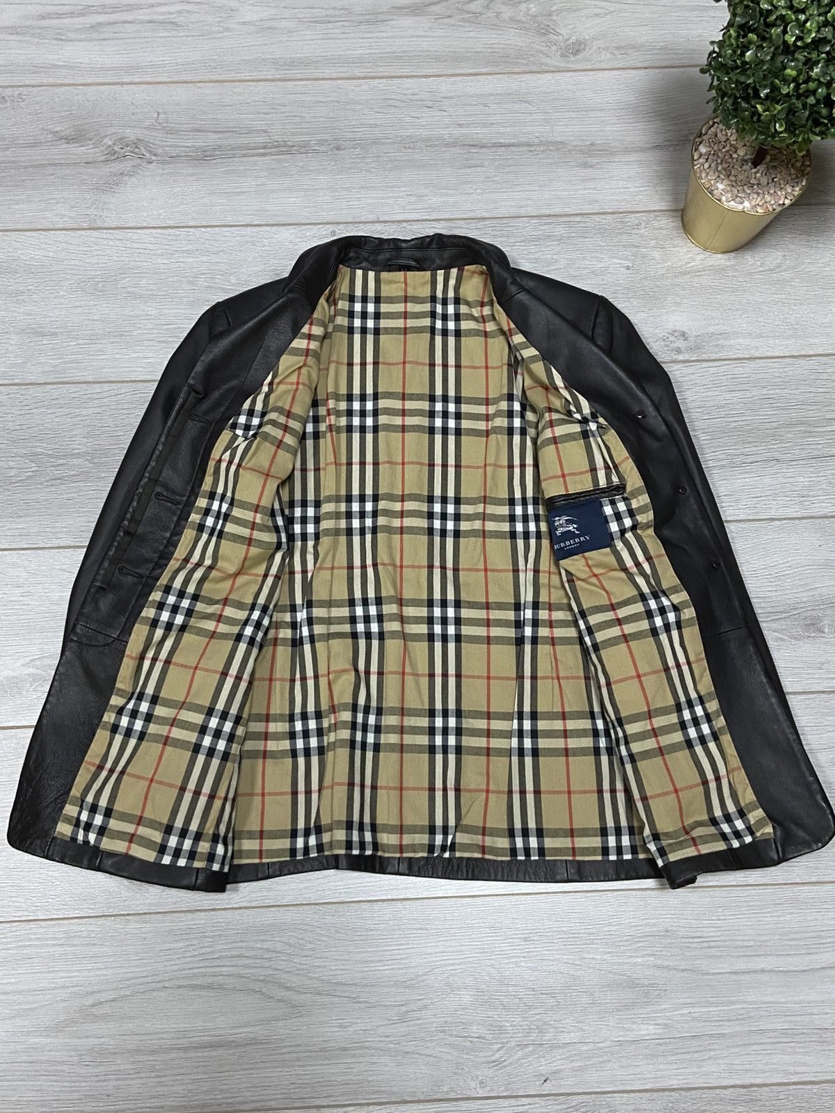 Burberry Burberry leather jacket nova check zip wool Size L / US 10 / IT 46 - 2 Thumbnail