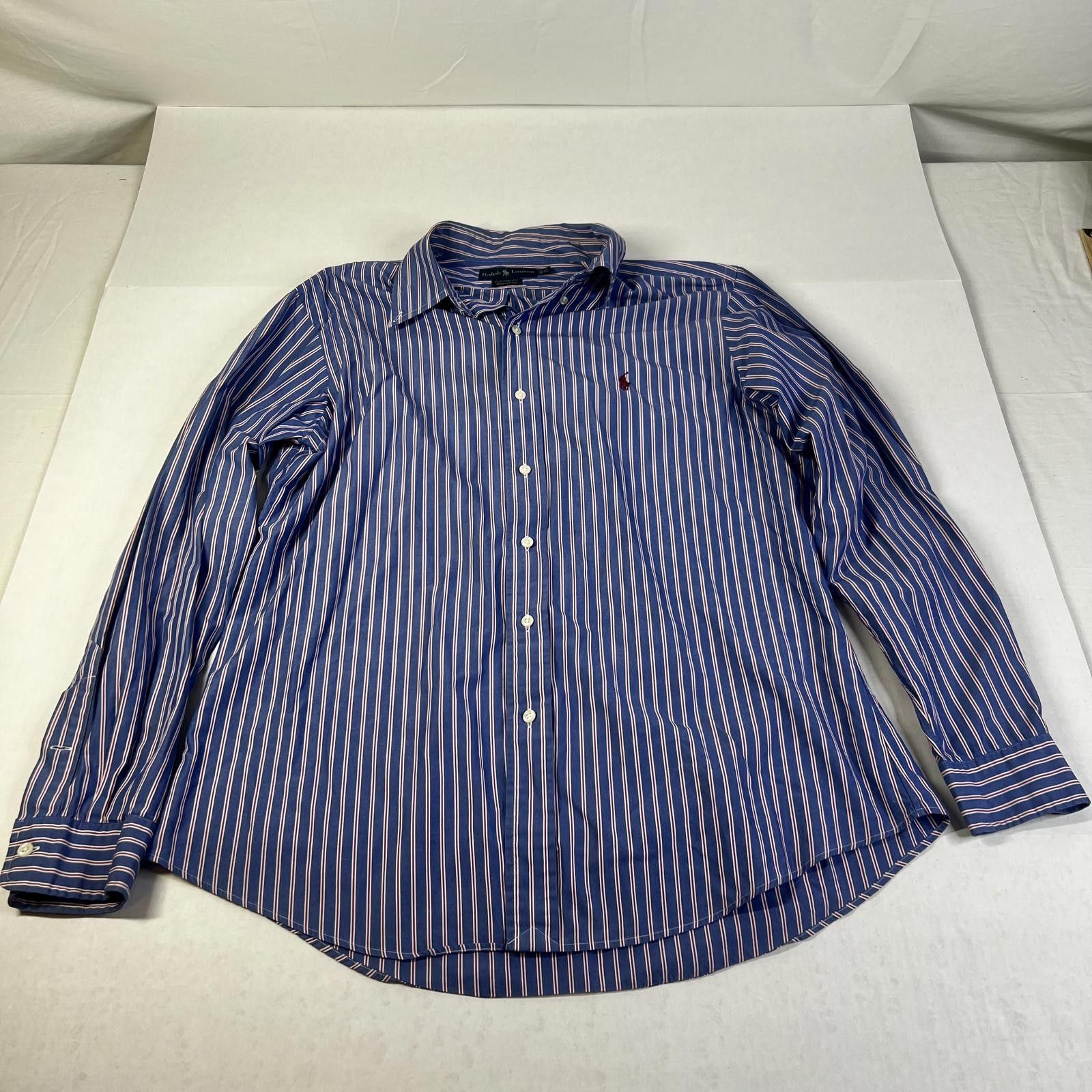 Polo Ralph Lauren Ralph Lauren Vintage Men Blue/Red/White Stripes Long Sleeves Size US XL / EU 56 / 4 - 1 Thumbnail