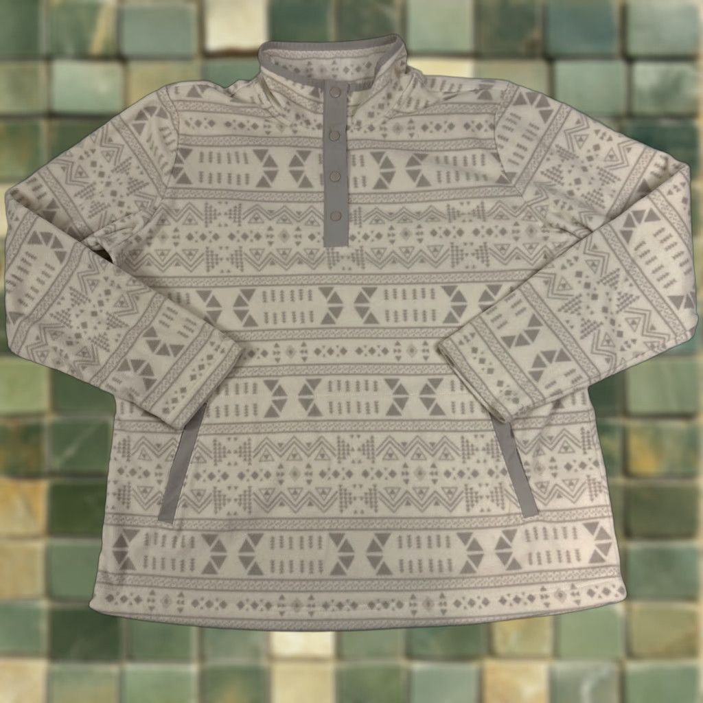 Duluth Trading Company Duluth Trading Co. Fleece Shirt Jacket Southwestern XL Women Pullover Long Sleeve Beige Collared Polyester Newsletter? Size XL / US 12-14 / IT 48-50 - 1 Thumbnail