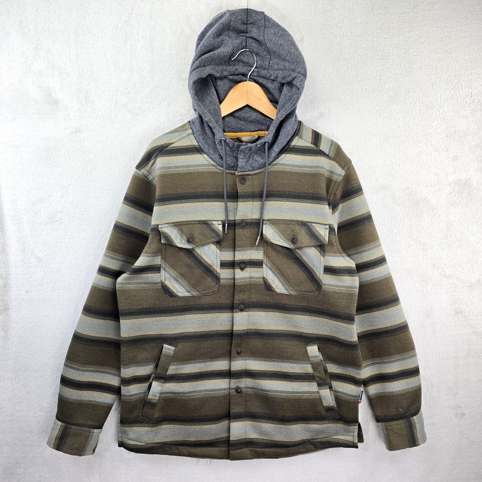 Quiksilver Quiksilver Hooded Shirt Jacket Medium Striped Shacket Size US M / EU 48-50 / 2 - 1 Thumbnail