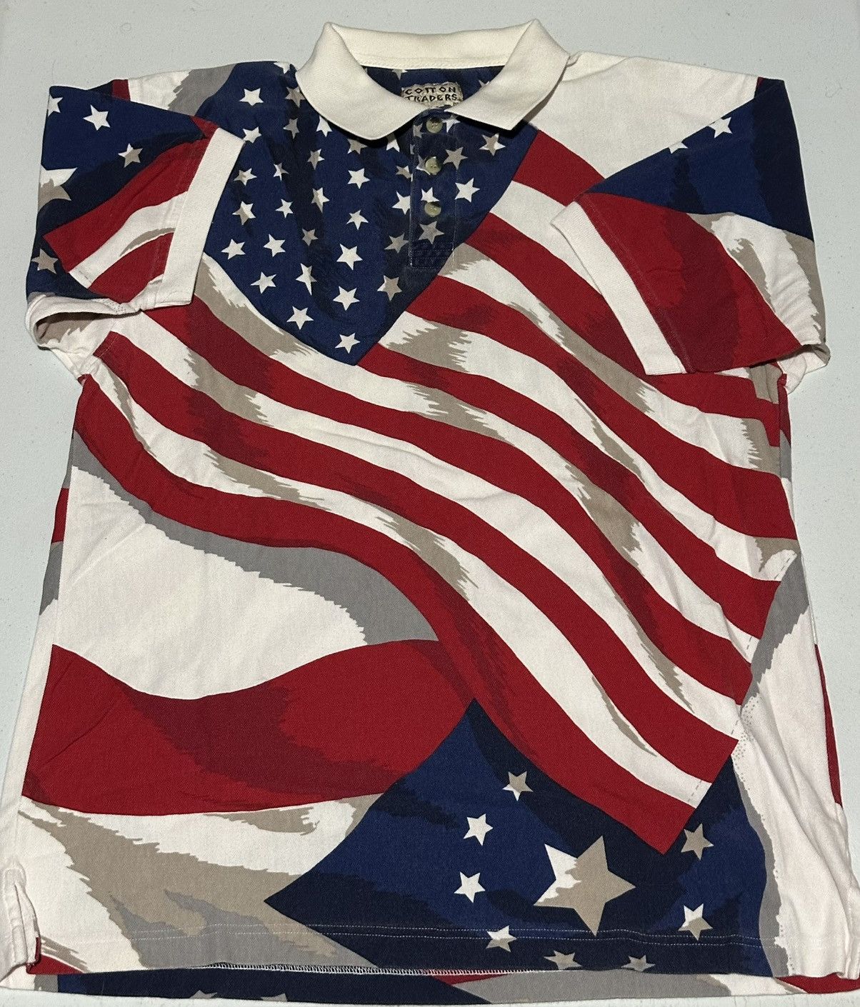 Vintage Vintage USA American flag AOP Mens Polo Shirt Size US XL / EU 56 / 4 - 1 Thumbnail