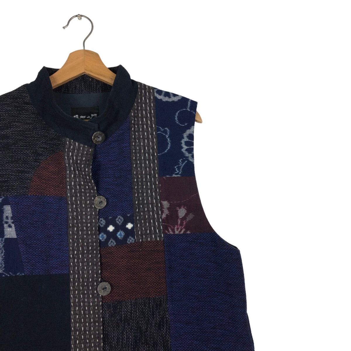 45rpm × Blue Blue Japan × Japanese Brand Vintage Vest Indigo Sisoko Giemon Kurume Traditional Kasuri Size US M / EU 48-50 / 2 - 6 Thumbnail