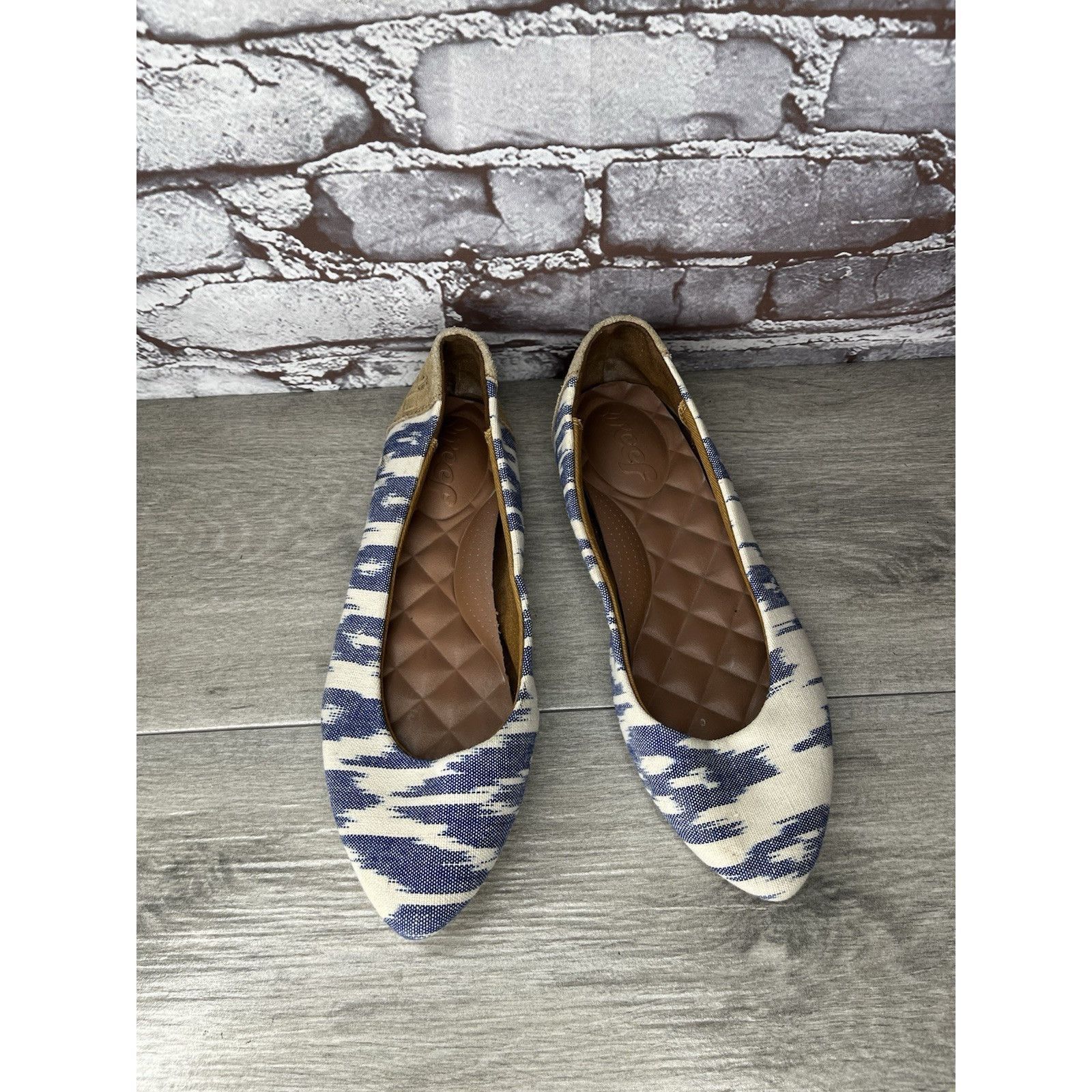 REEF Reef Bochica 2 Canvas Blue White Pointed Toe Ballet Flats Wo Size US 8.5 / IT 38.5 - 1 Thumbnail
