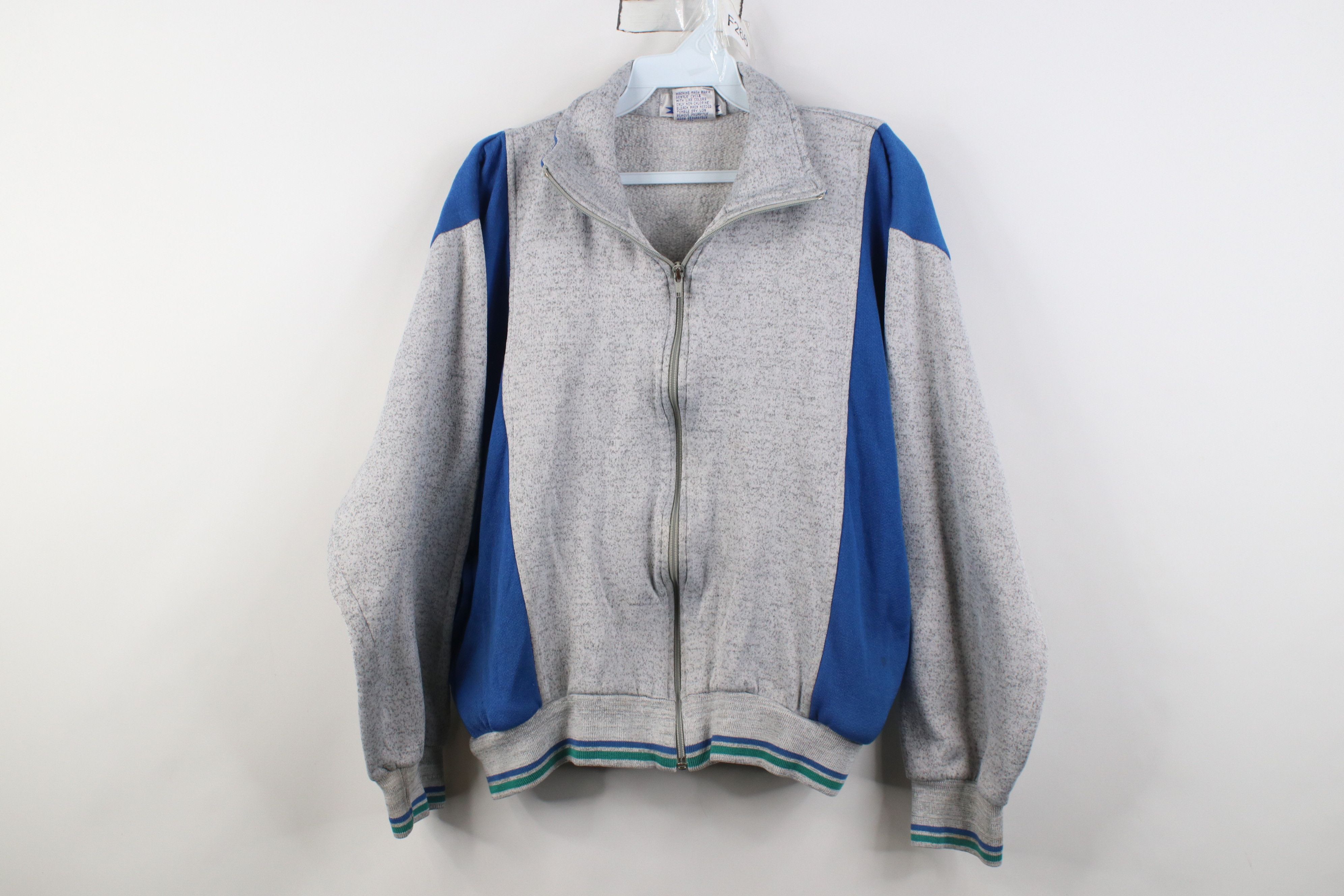 Vintage Vintage 70s Streetwear Triblend Zip Tennis Track Jacket Size L / US 10 / IT 46 - 1 Thumbnail