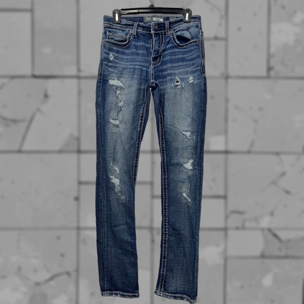 BKE BKE Alec Jeans Mens Straight Distressed Blue 30L x33 Regular 5-Pocket Denim Shirt? Size US 30 / EU 46 - 1 Thumbnail