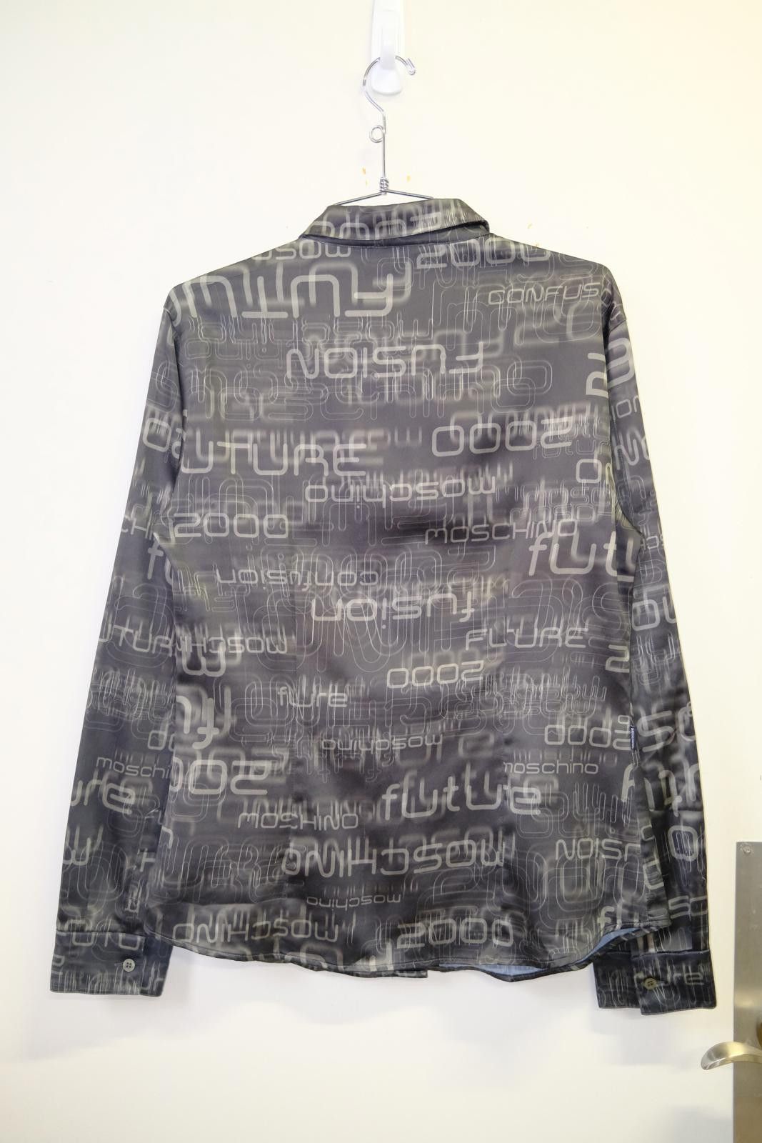 Other 00's Moschino Jeans Text Script Long Sleeve Button-Up Size L / US 10 / IT 46 - 2 Thumbnail