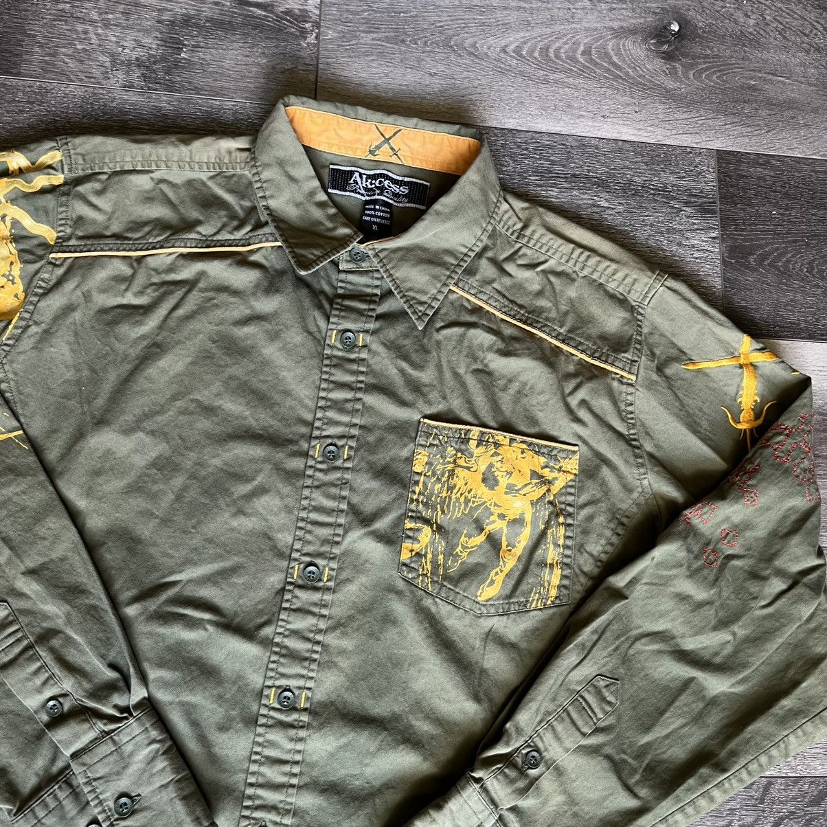 Affliction Vintage 2000s Akcess Affliction Style Sword Button Up Shirt Size US XL / EU 56 / 4 - 6 Thumbnail