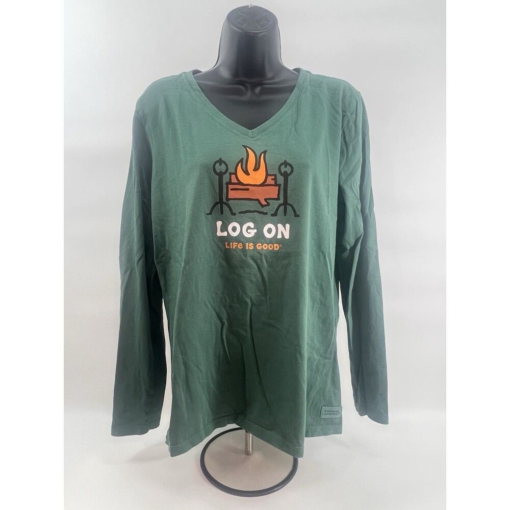 Life is Good Life is Good Womens Log On Crusher Tee Size L Spruce Green Size L / US 10 / IT 46 - 1 Thumbnail