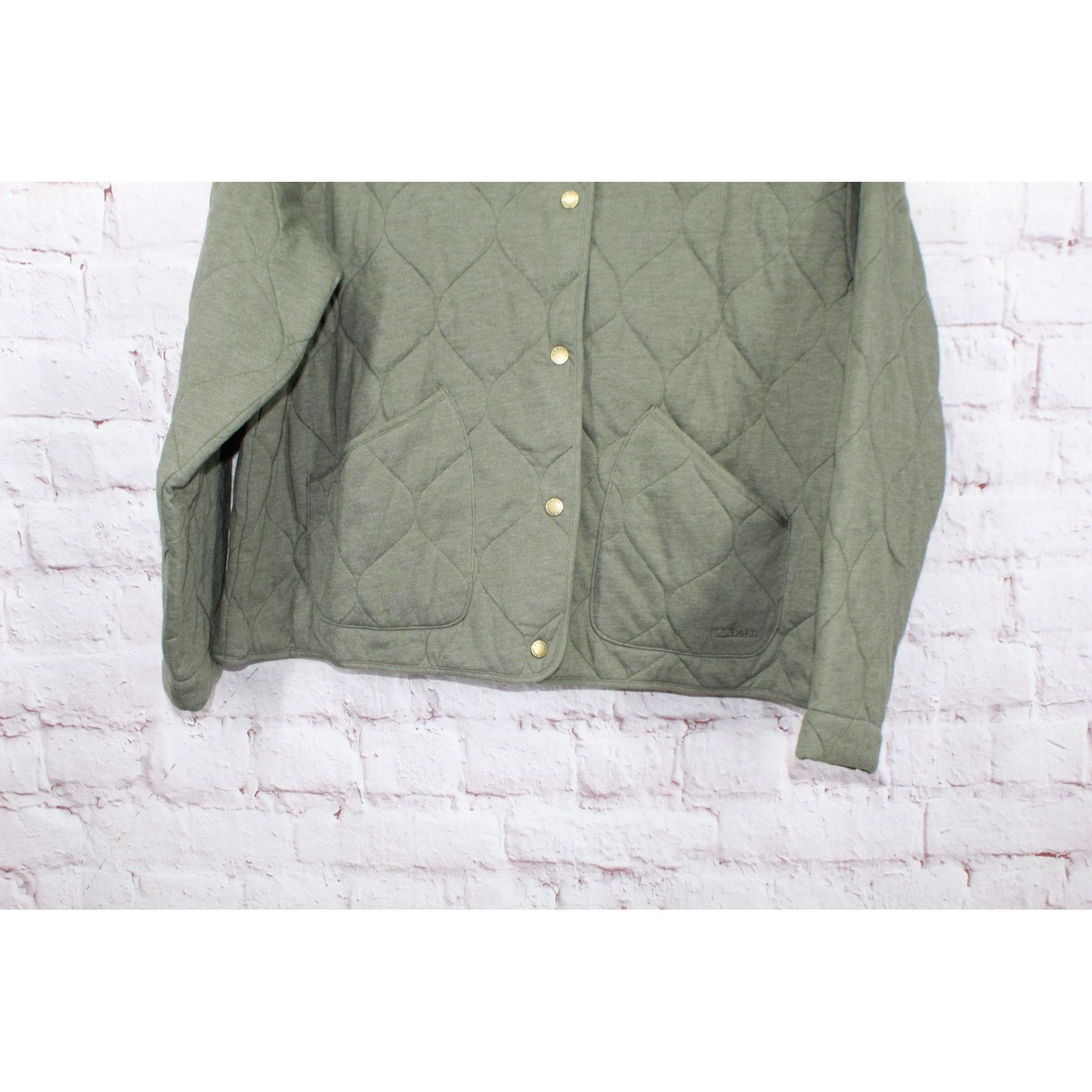 L.L. Bean LL Bean Women's Quilted Knit Jacket Olive Green Size XL / US 12-14 / IT 48-50 - 3 Thumbnail