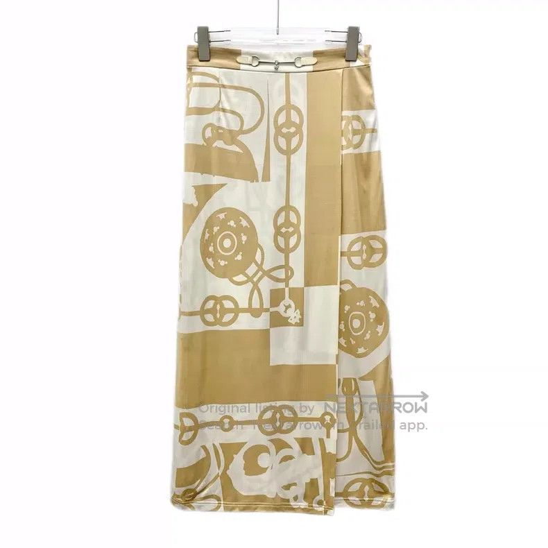Hermes Hermes Color-Blocked Buckle Printed Open Slit Silk Knit Sk Size 24" / US 00 / IT 34 - 1 Thumbnail