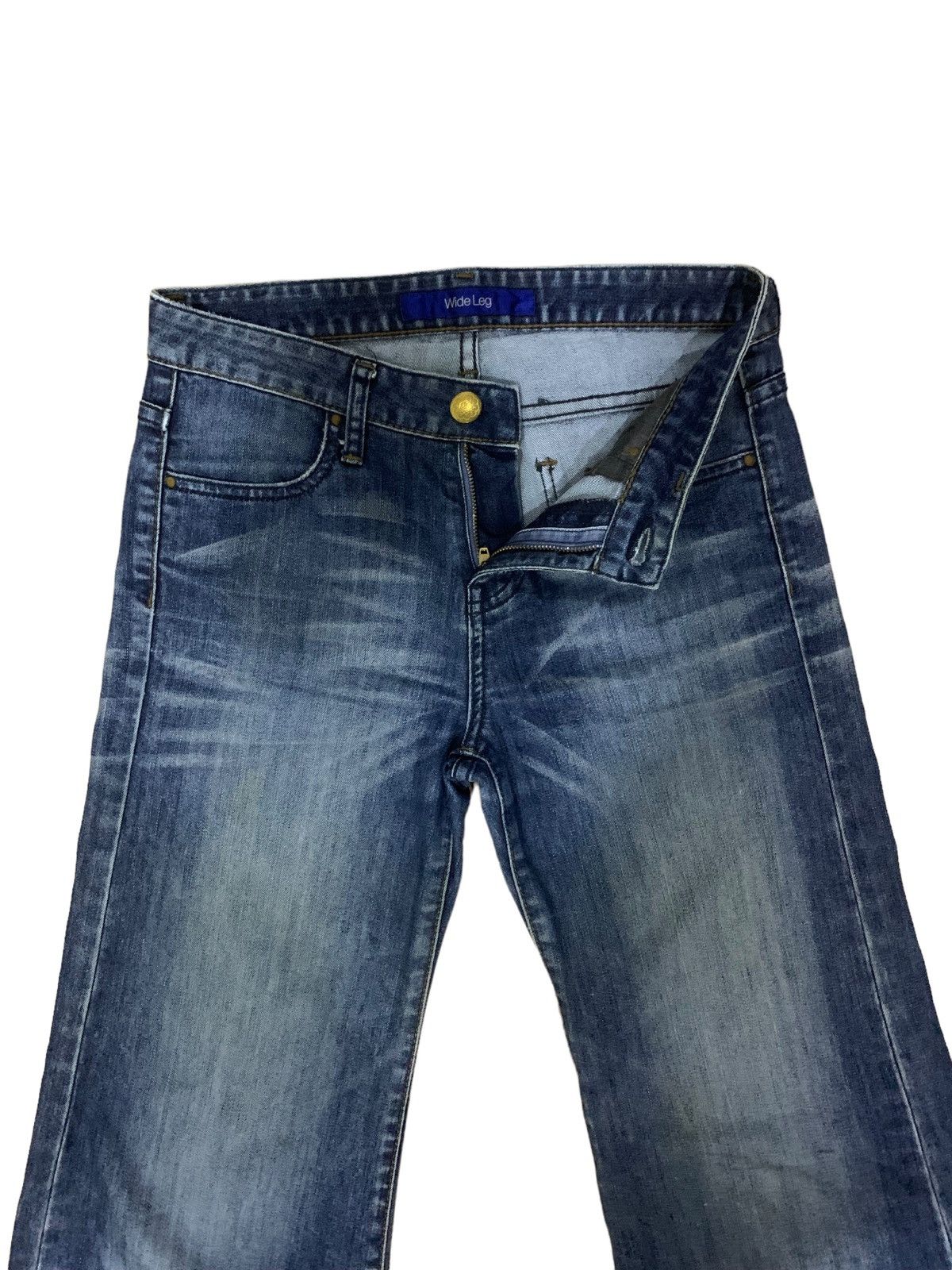 Jun Takahashi × Uniqlo 🔥Flare🔥 Vintage Uniqlo Wide Leg Blue Wash Jeans Size US 28 / EU 44 - 3 Thumbnail