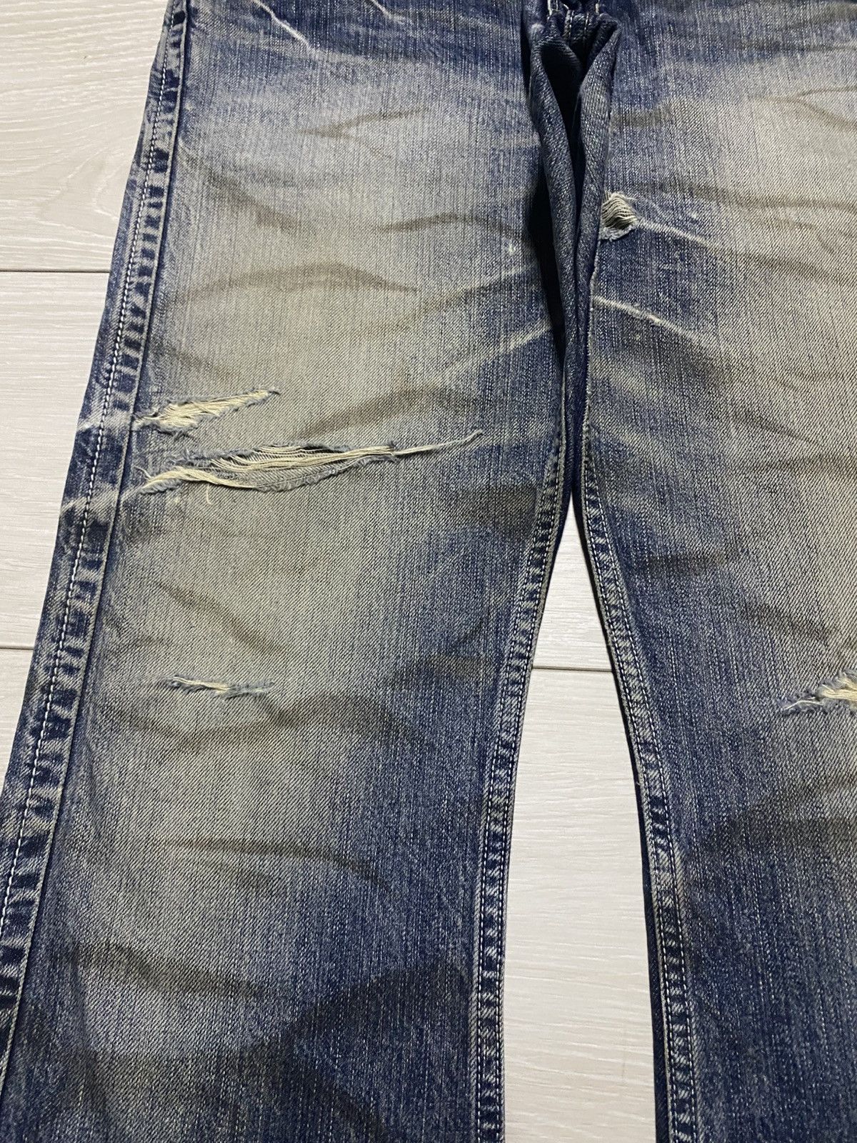 Tornado Mart Vintage BlueWay Garment Jeans Maker Crack Wash Flare Jeans Size US 33 - 7 Thumbnail