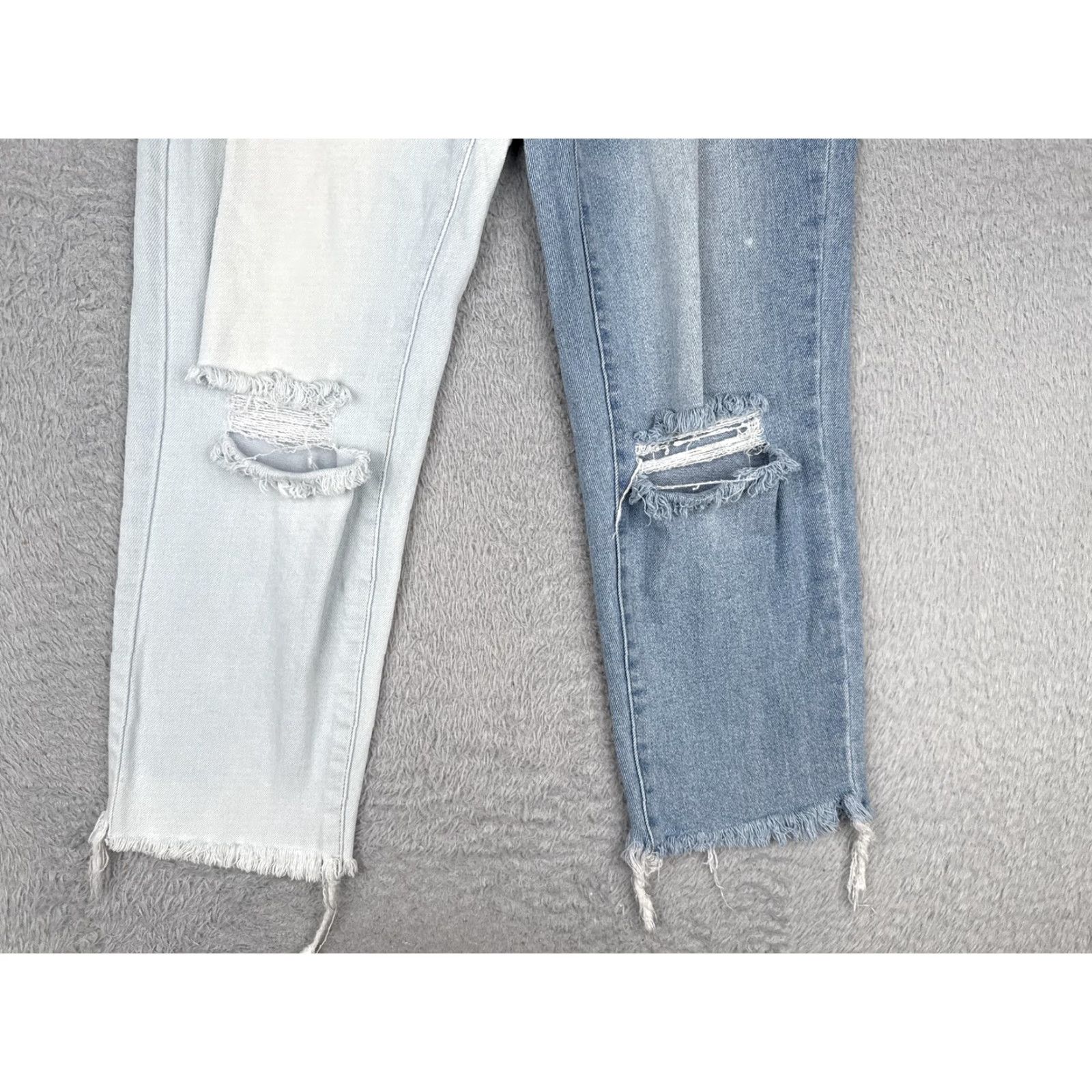 Rsq RSQ Jeans Womens 25 Two Tone High Rise Distressed Raw Hem Light Dark Wash Ripped Jeans Size 42" / US 20 - 2 Thumbnail