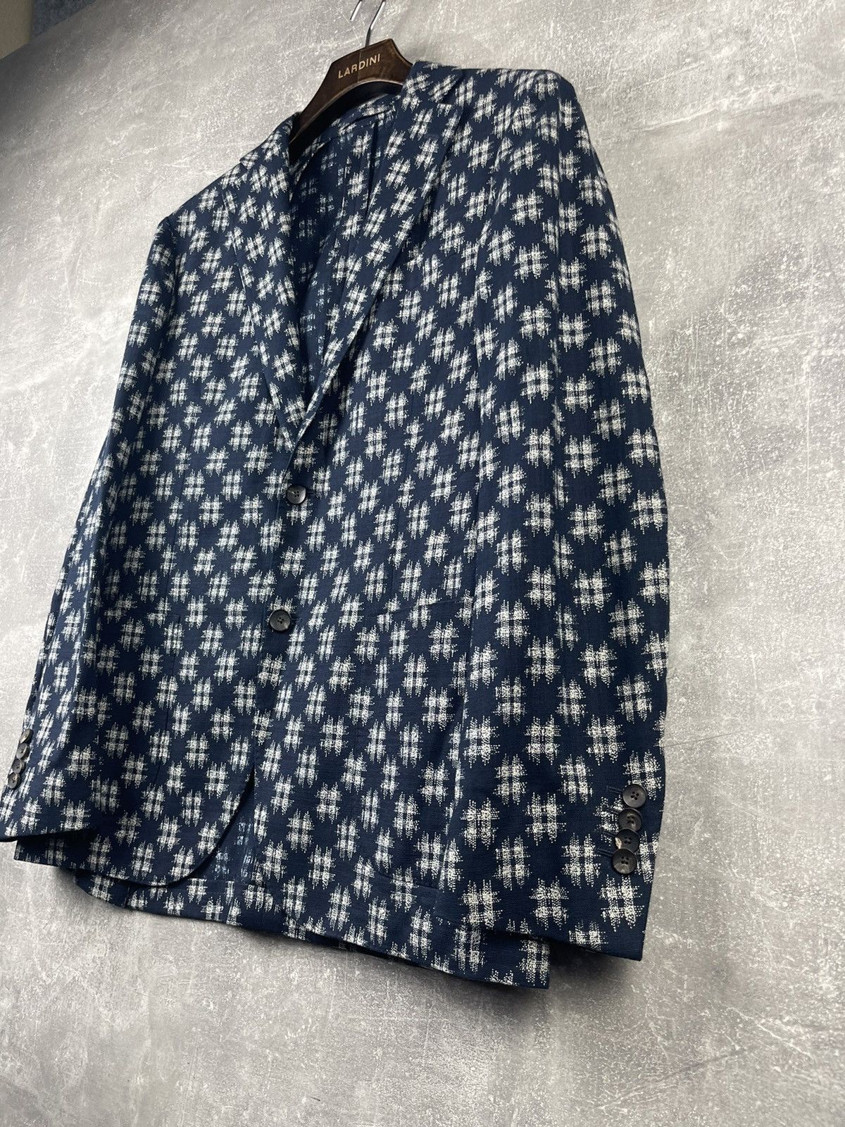 Lardini Lardini NWT Cotton White/Blue Pattern Blazer Jacket Size 48L - 2 Thumbnail