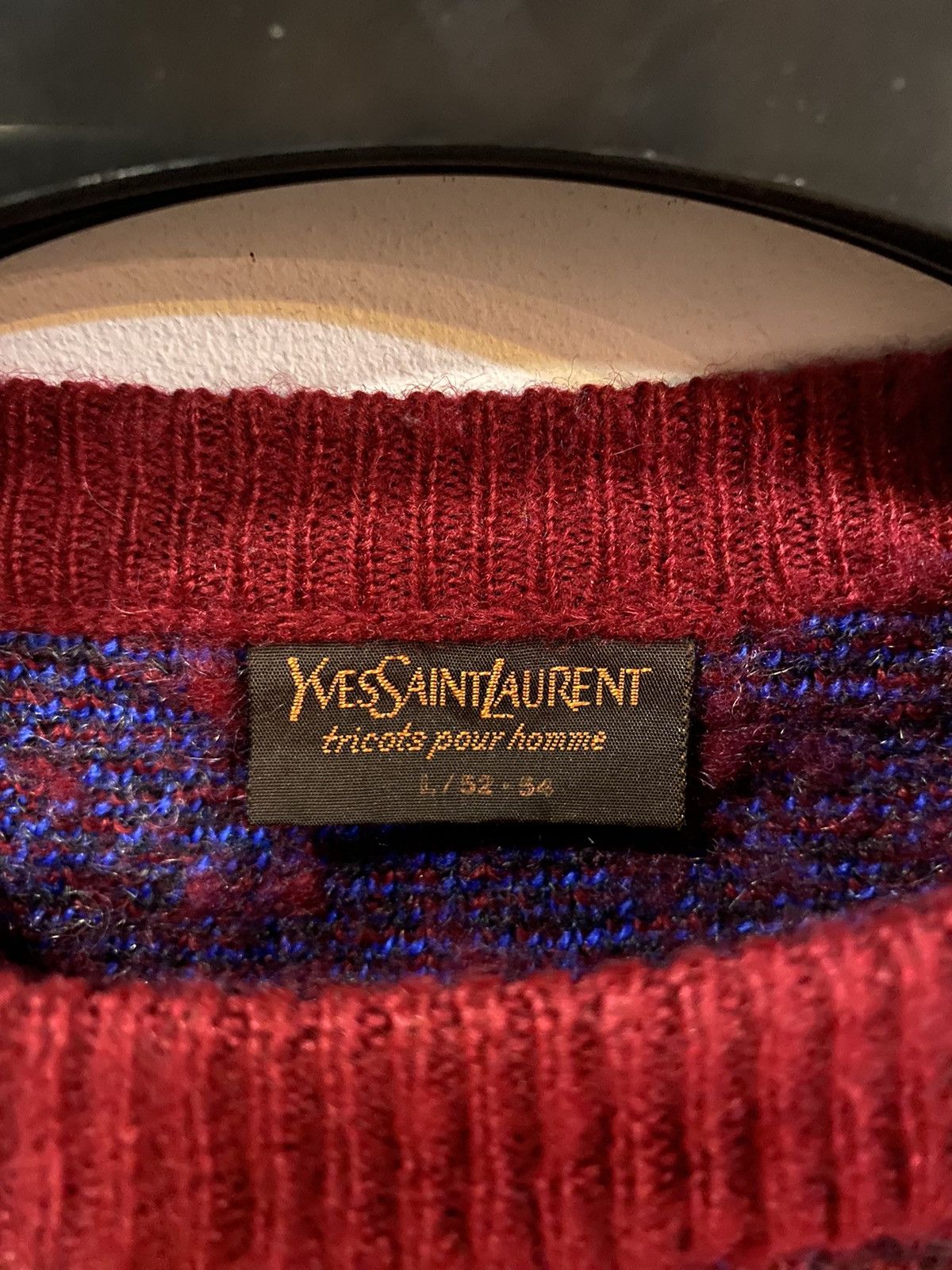Yves Saint Laurent 90’s Wool YSL Sweater Burgundy Size US M / EU 48-50 / 2 - 3 Thumbnail