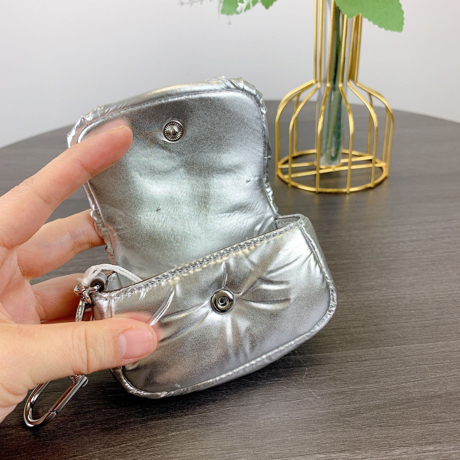 Tory Burch Tory Burch 164598 Britten Nylon Puffy Card Case IN SILVER Size ONE SIZE - 5 Thumbnail