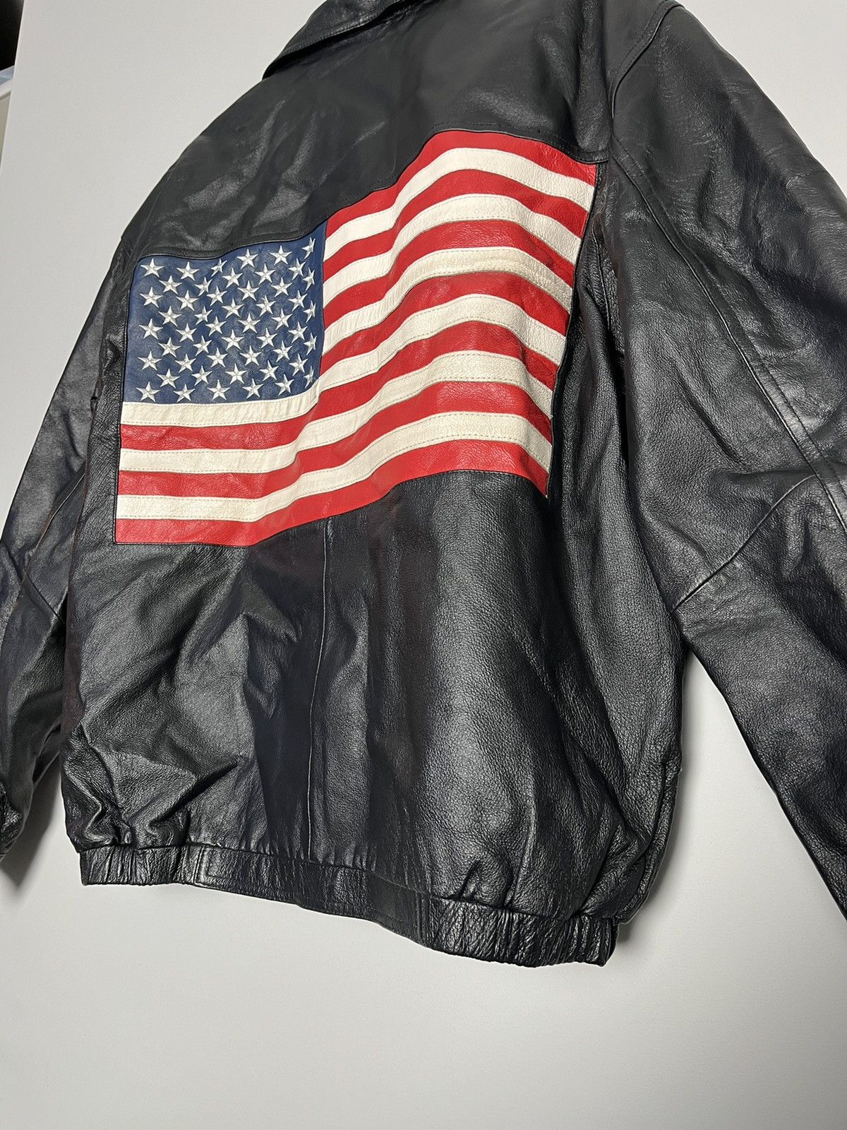 Vintage Leather Jacket Flag USA Vintage rare kanye west Size US XL / EU 56 / 4 - 6 Thumbnail