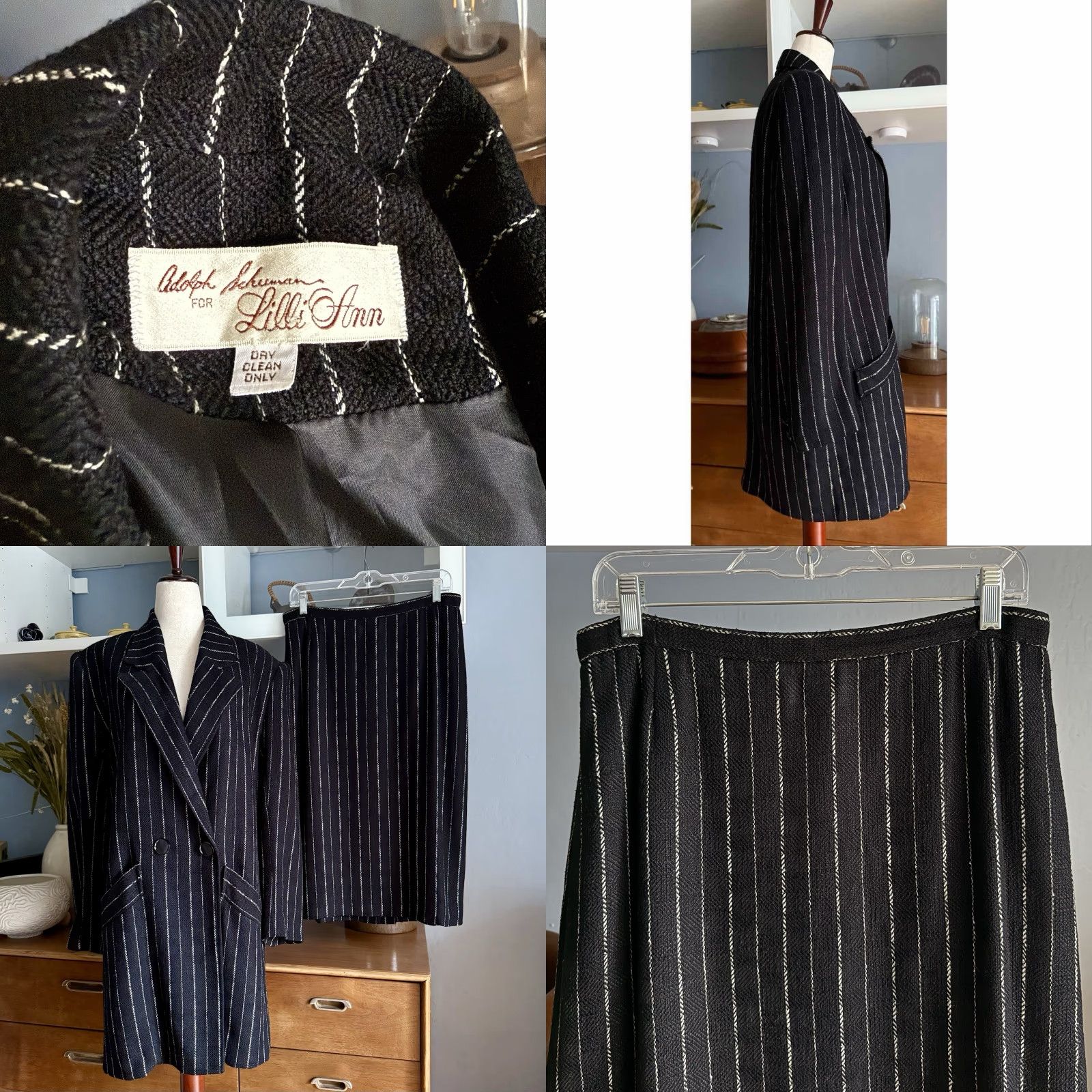 Vintage VINTAGE Lilli Ann Adolph Schuman Tweed Jacket Skirt Suit Black White Stripe L Size 36" / US 14 / IT 50 - 8 Thumbnail