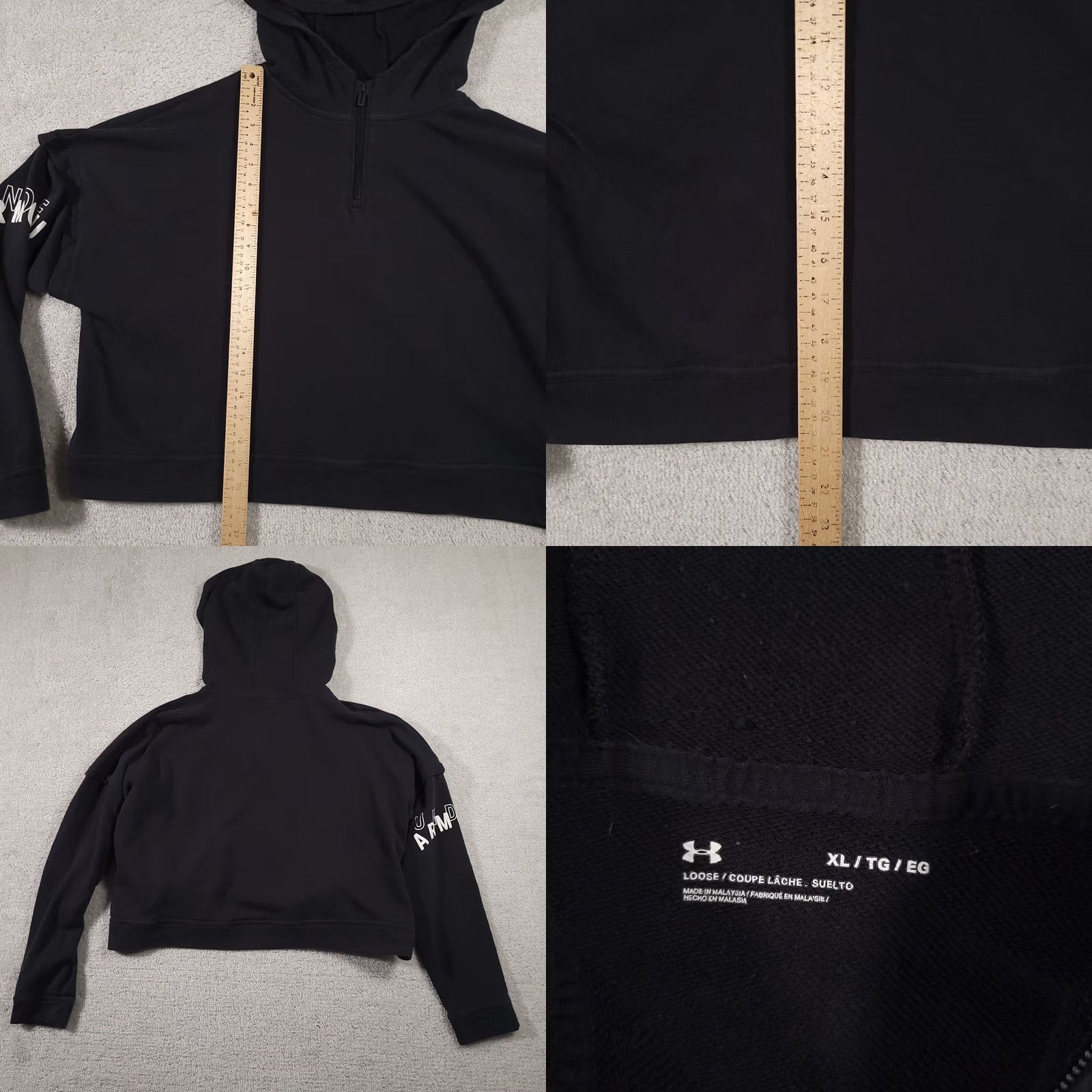 Under Armour VINTAGE: No Under armour Rival Cropped Gym Hoodie Women XL Black 1/4 Zip Hoodie Women XL Black Logo Size XL / US 12-14 / IT 48-50 - 8 Thumbnail