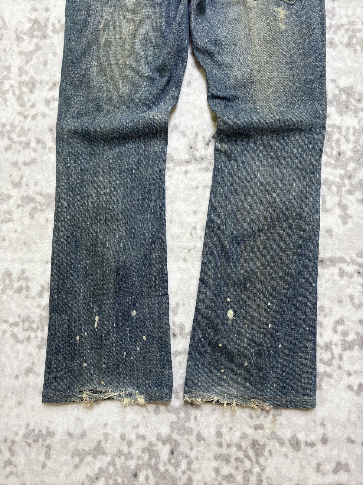 Japanese Brand Vintage BACK NUMBER Flare Distressed Low Raise Patches Denim Size US 29 - 11 Thumbnail