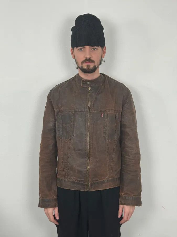 Levi's 1990s Levi’s Biker Waxed Brown Jacket Size US M / EU 48-50 / 2 - 2 Thumbnail