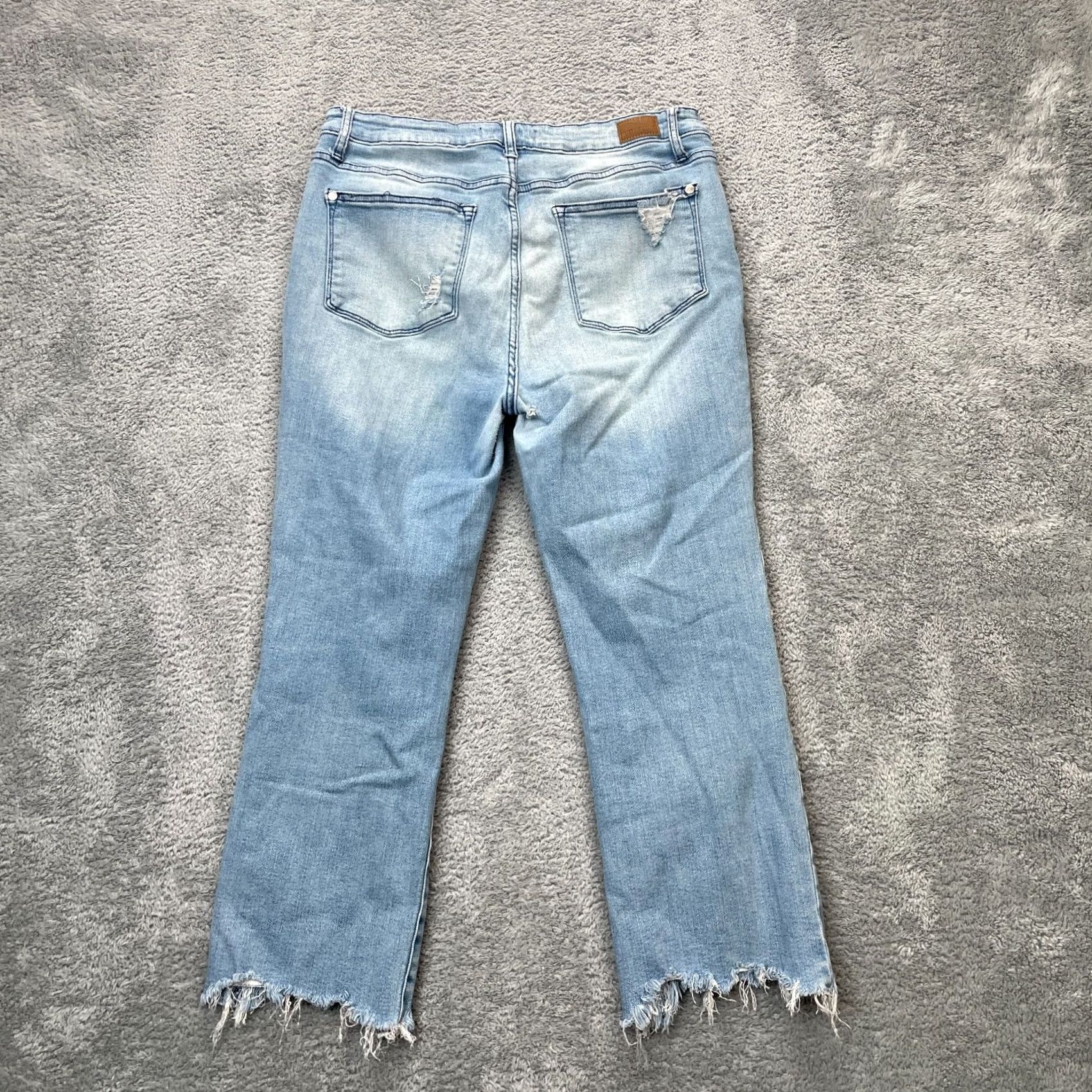 Denime Judy Blue Jeans Womens 32 Blue Straight Leg Denim Cotton Distressed Stretch Boho Jeans 5-Pocket Regular Inseam 24 in Blue Size 36" / US 14 / IT 50 - 2 Thumbnail