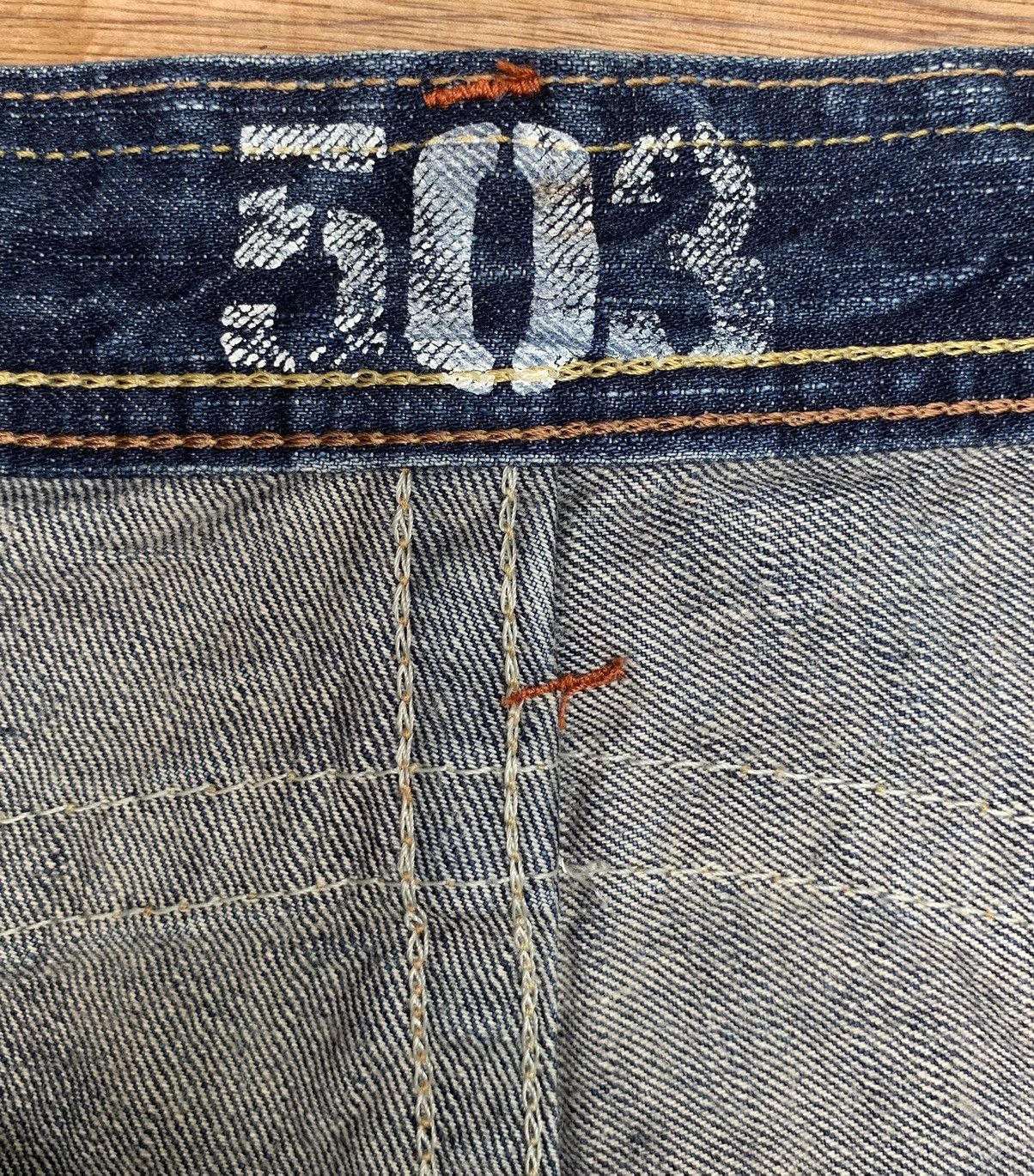 Edwin Rare.. Edwin Lot 503 Blue Trip Flare Bootcut Denim Pants Size US 31 - 21 Thumbnail