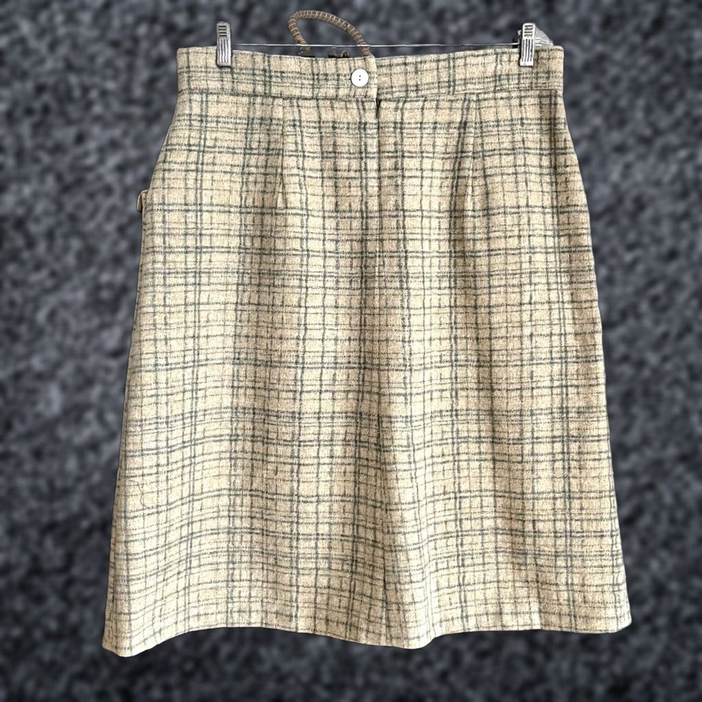CLOT VINTAGE House of Foxy Wool Moon British Cloth Skirt Green Retro Sz 18 Knee Length A-Line Lined Womens Size 40" / US 18 - 1 Thumbnail