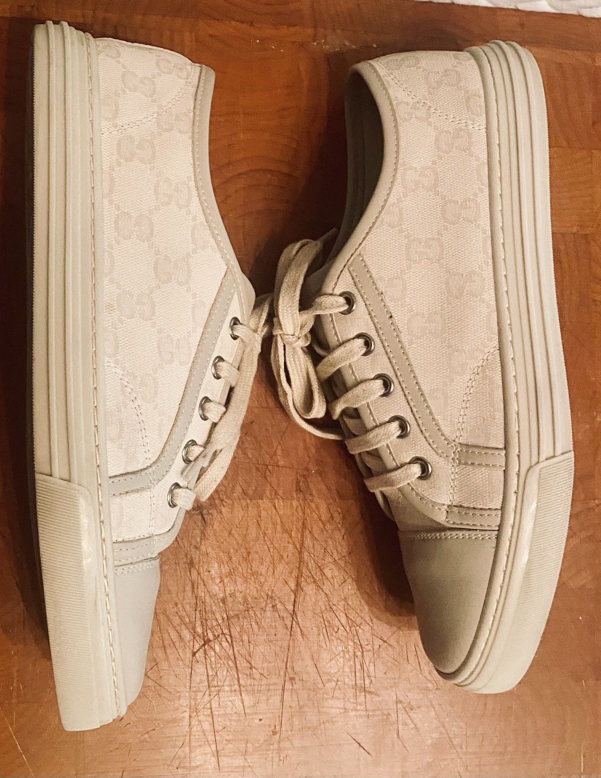 Gucci Gucci 🇮🇹 Women's GG Cement Kanvas/Leather Captoe Sneakers 39 Size US 9 / IT 39 - 6 Thumbnail