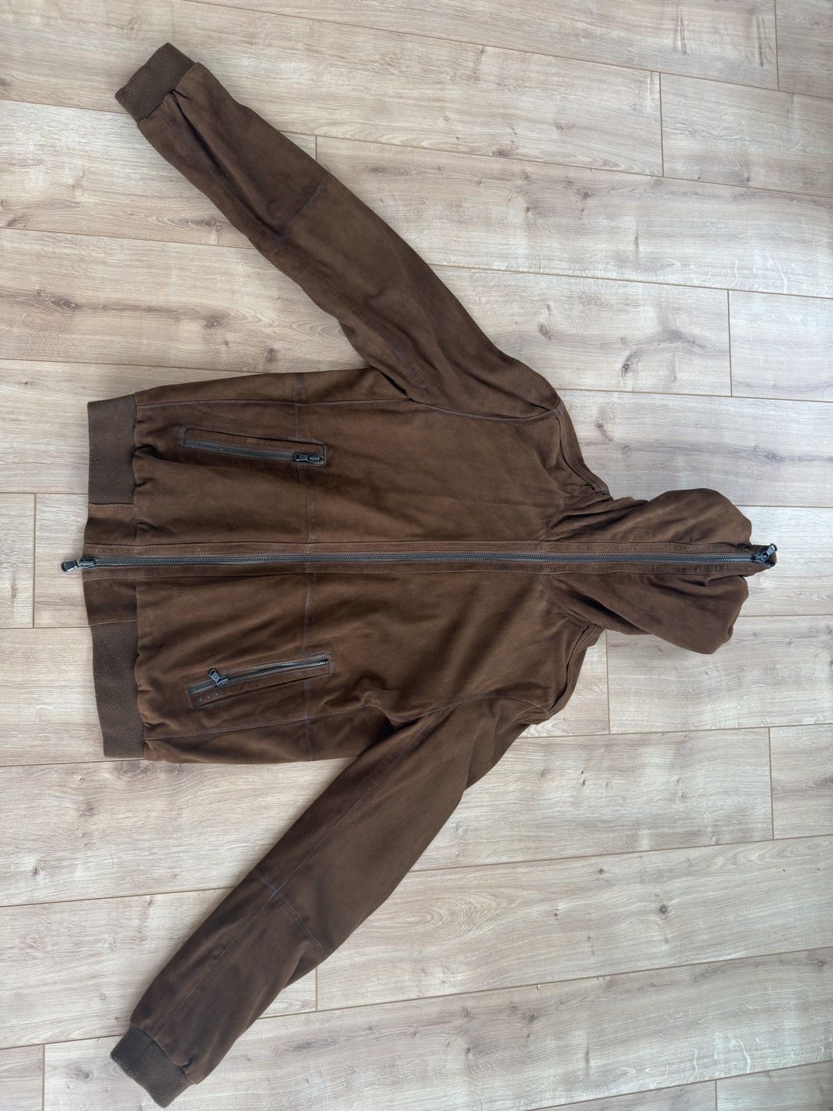 John Varvatos John Varvatos Suede Full Zip Hooded Jacket Size US M / EU 48-50 / 2 - 5 Thumbnail