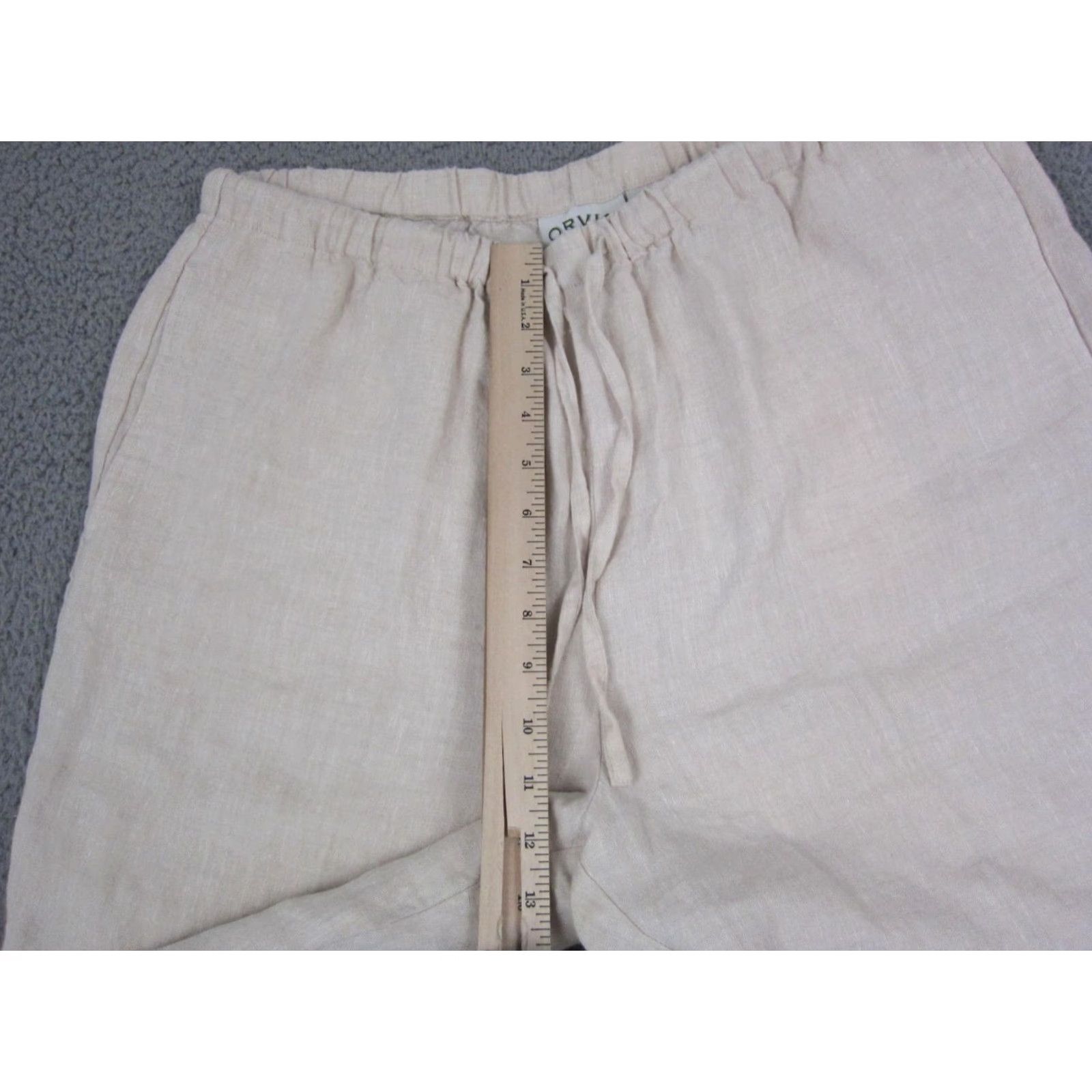 Orvis Orvis Pants Womens Large Creme 100% Linen Pull On Drawstring Lounge Beach Crop Linen Wide-Leg Casual Beach City Womens Size 36" / US 14 / IT 50 - 6 Thumbnail