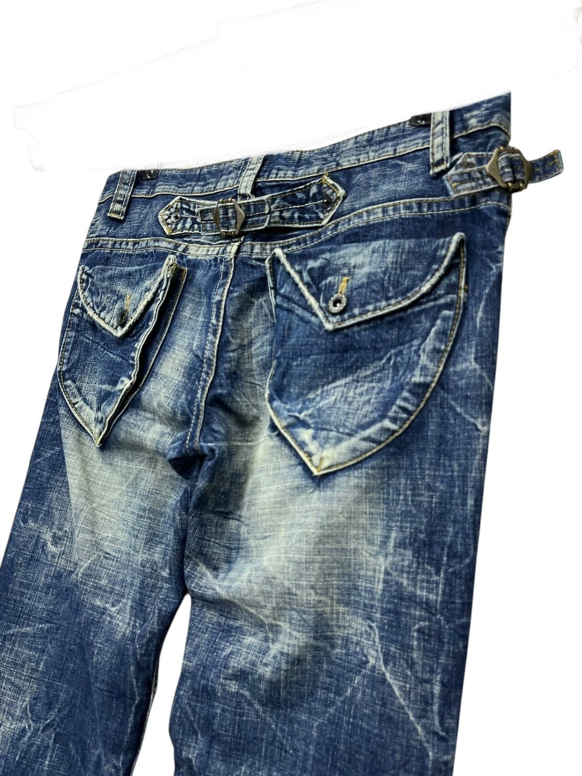 Japanese Brand FYE🔥Vintage PINBALL Mudmax Acid Wash Denim Wide Leg FLARE💥 Size US 34 / EU 50 - 9 Thumbnail