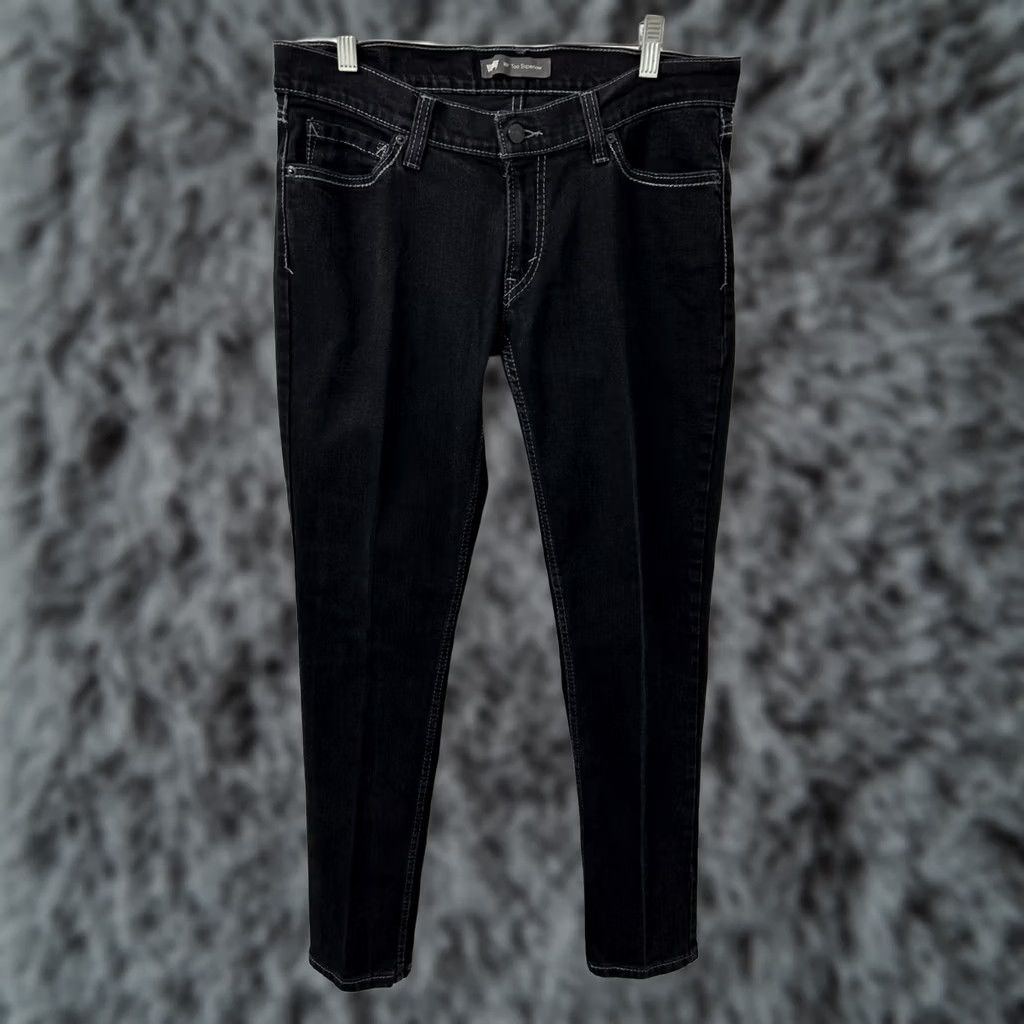 Levi's Levis 524 Too Superlow Jeans Slim Fit Black Contrast Stitching VTG Y2K Womens 13 Size 24" / US 00 / IT 34 - 1 Thumbnail
