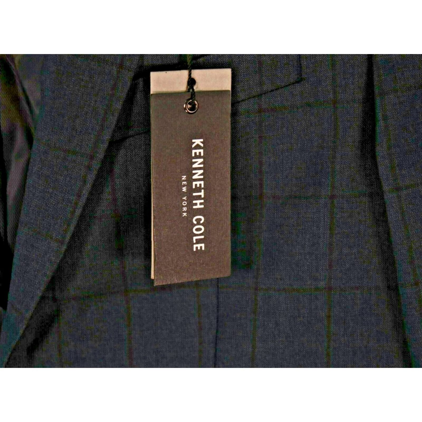 Kenneth Cole Kenneth Cole New York Jacket Mens 36 Short Slim Fit Navy Check 2-Button Size US 36 / EU 52 - 3 Thumbnail