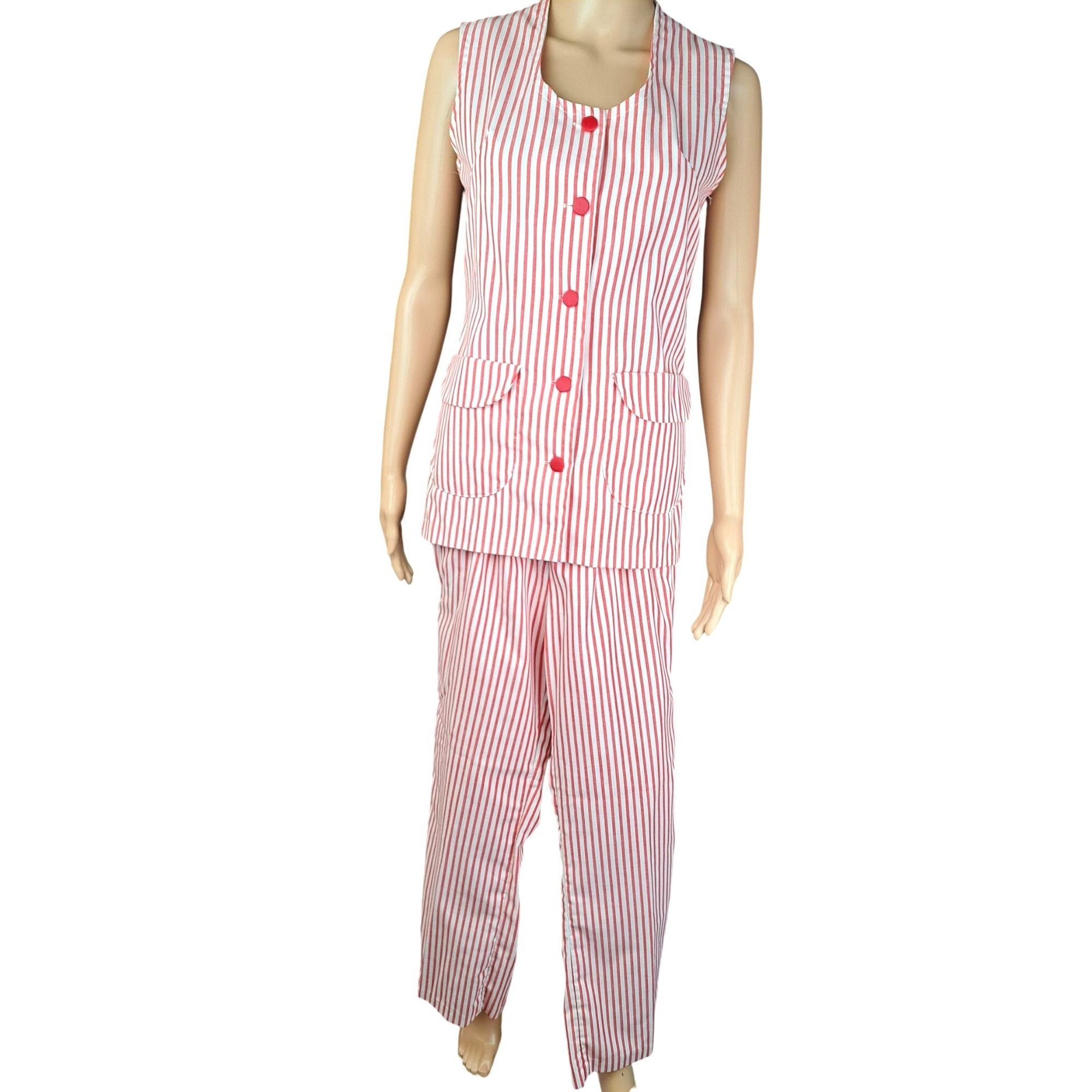 Imperial Vintage Candy Striper Uniform 1970s Red White Top Pants Hat Size S / US 4 / IT 40 - 5 Thumbnail